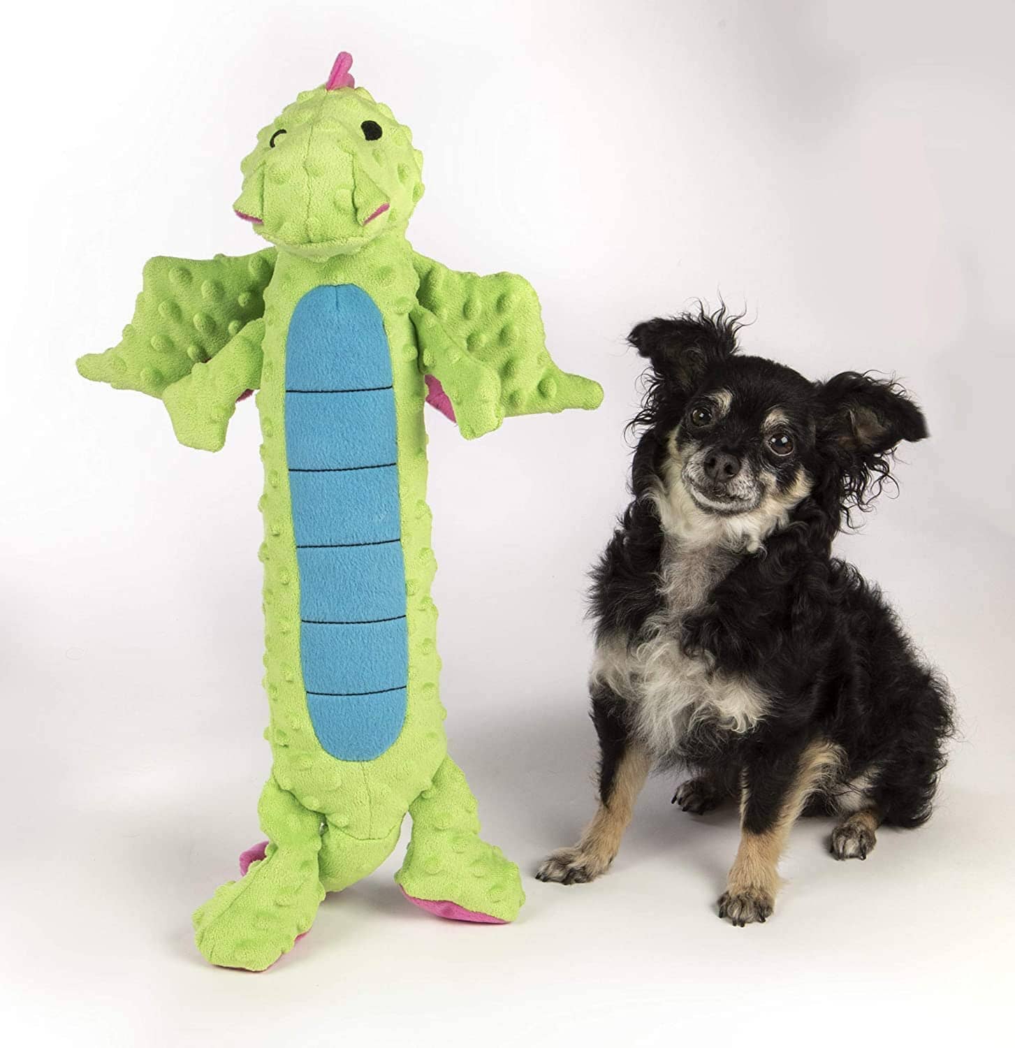 GoDog Dragon Squeak and Plush Dog Toy with Chew-Guard Tech - Green - Large  