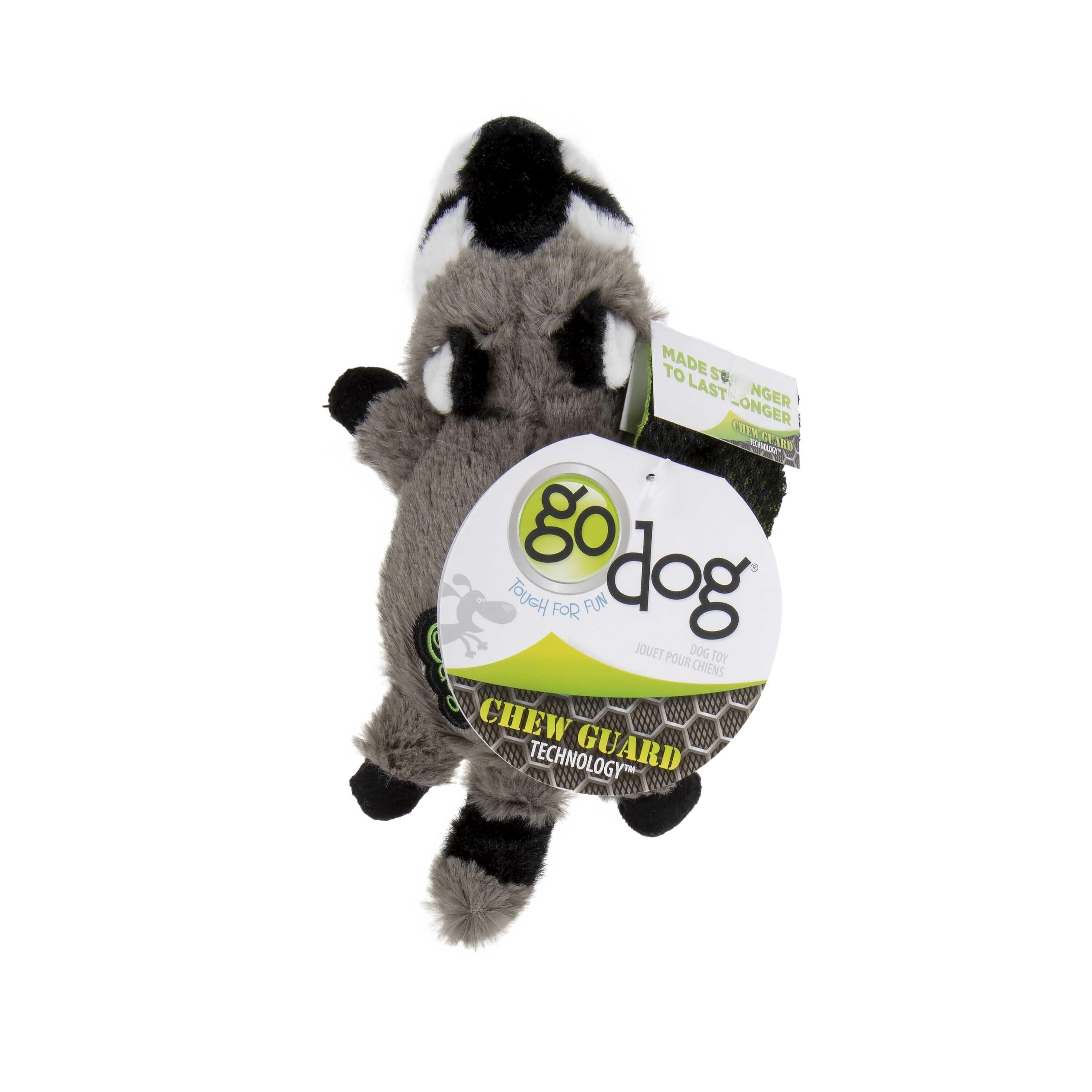 GoDog Flatz Raccoon Squeak and Plush Dog Toy - Mini  