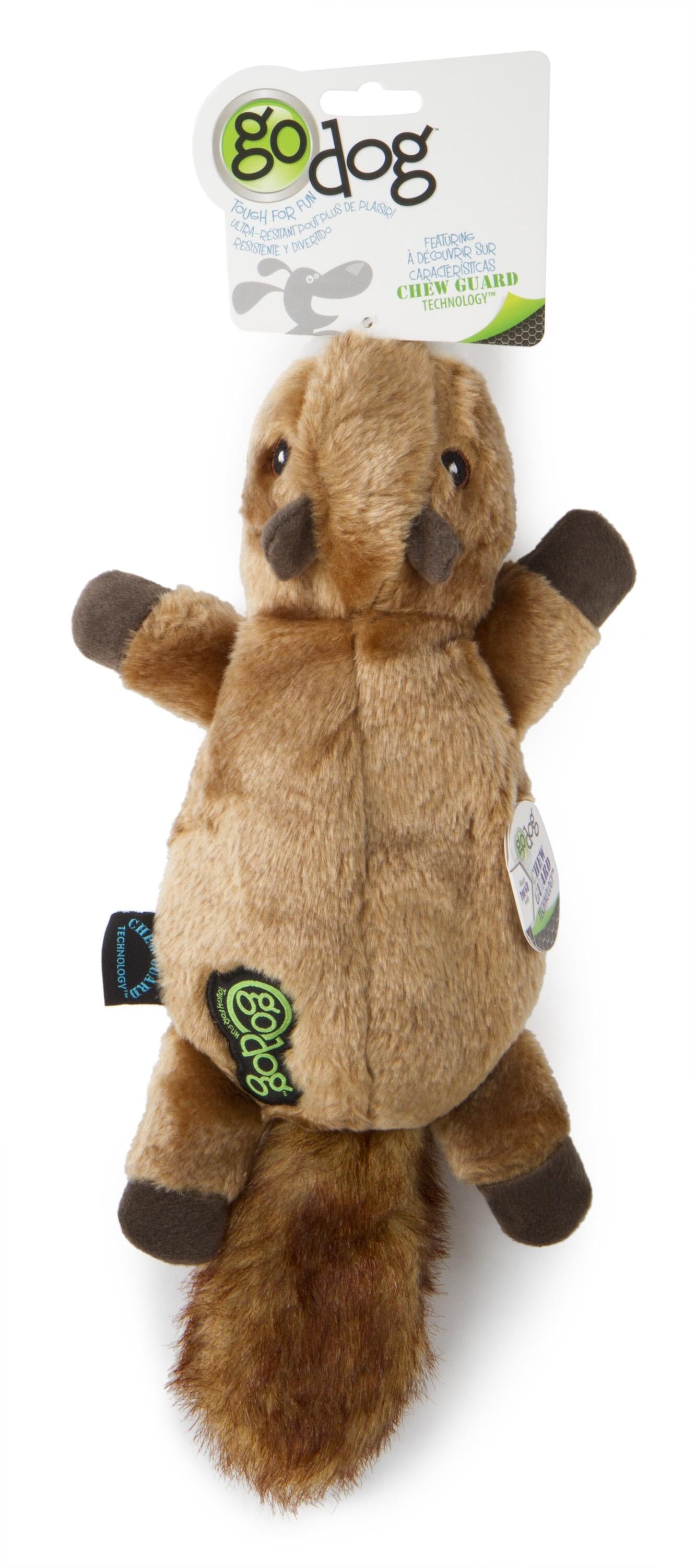 GoDog Flatz Squirrel Squeak and Plush Dog Toy - Large  