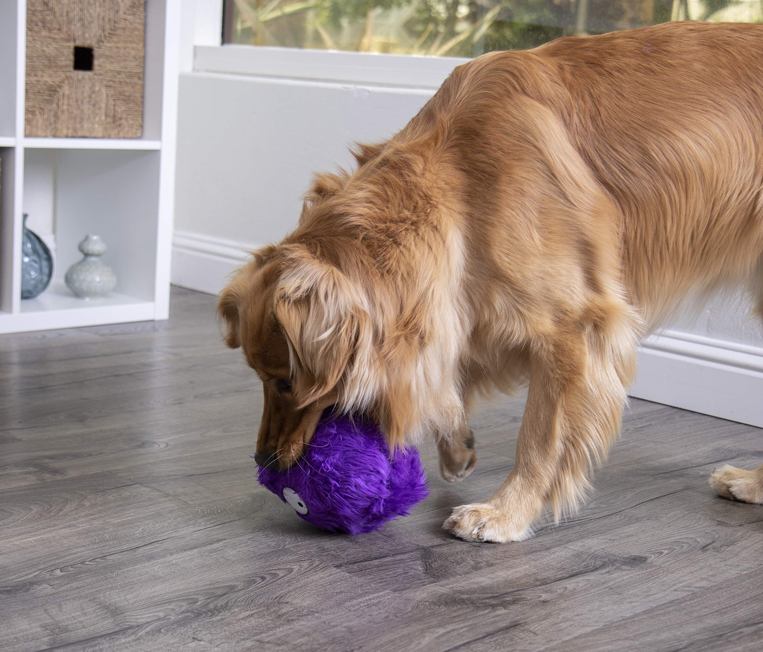 GoDog Furballz Squeak Plush and Fetch Dog Toy with Chew-Guard Tech - Purple - Large  