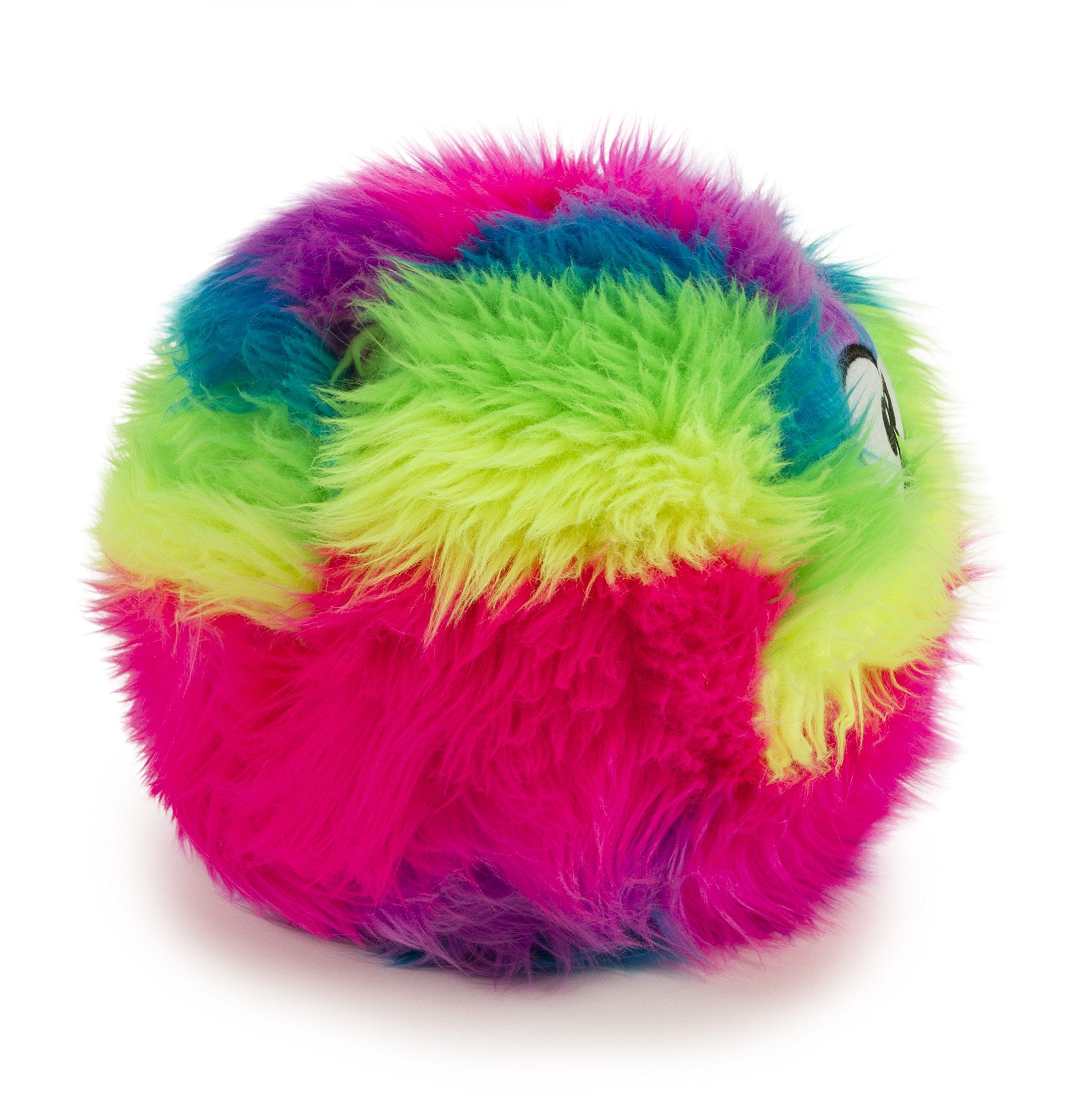 GoDog Furballz Squeak Plush and Fetch Dog Toy with Chew-Guard Tech - Rainbow - Large  