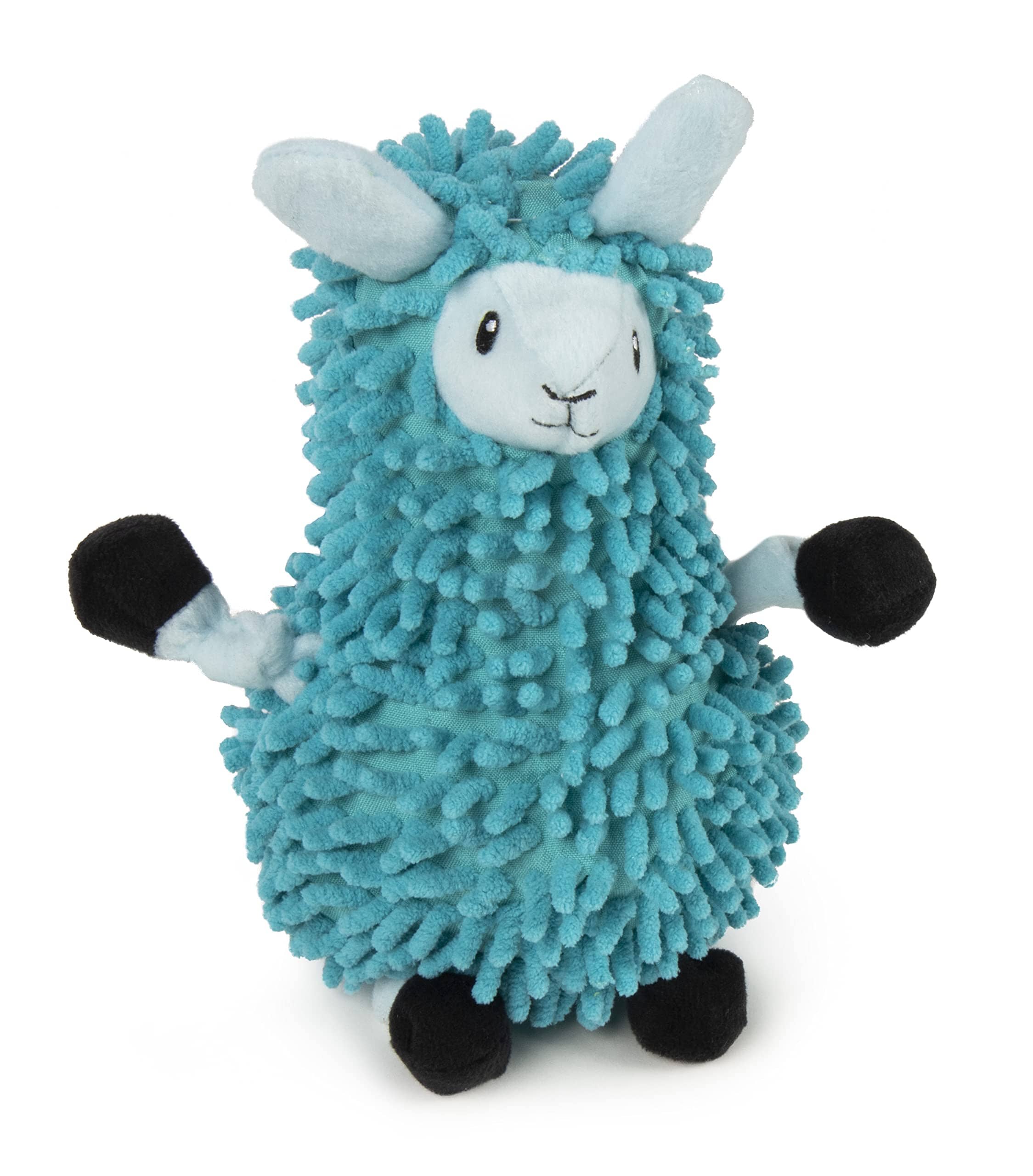 GoDog Llama the Noodle Squeak and Plush Dog Toy with Chew-Guard Tech - Blue - Small  