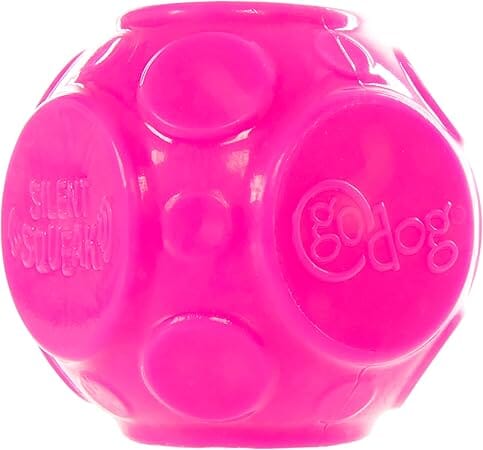 GoDog Ultrasonic Silent Squeak Ball Fetch and Chew TPR Dog Toy - Orange/Pink - 2 Pack