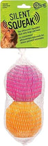 GoDog Ultrasonic Silent Squeak Ball Fetch and Chew TPR Dog Toy - Orange/Pink - 2 Pack
