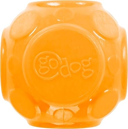 GoDog Ultrasonic Silent Squeak Ball Fetch and Chew TPR Dog Toy - Orange/Pink - 2 Pack