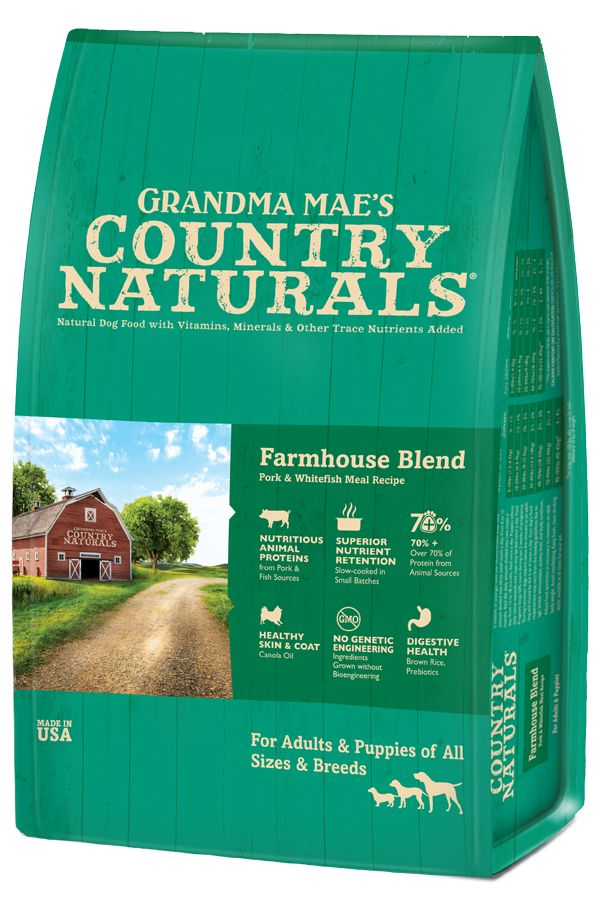 Grandma Mae's Country Naturals Farmhouse Blend Pork and Whitefish Dry Dog Food - 24 Lbs