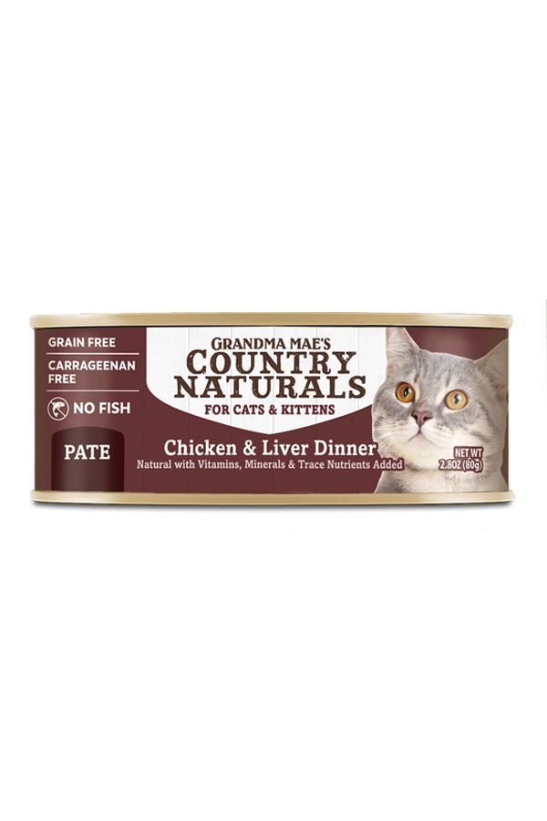 Grandma Mae's Country Naturals Grain-Free Chicken and Liver Pate Canned Cat Food - 2.8 Oz - Case of 24