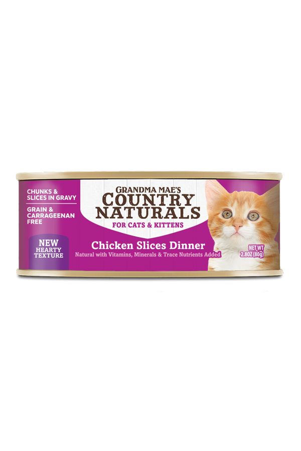 Grandma Mae's Country Naturals Grain-Free Chicken Slices in Gravy Canned Cat Food - 2.8 Oz - Case of 24