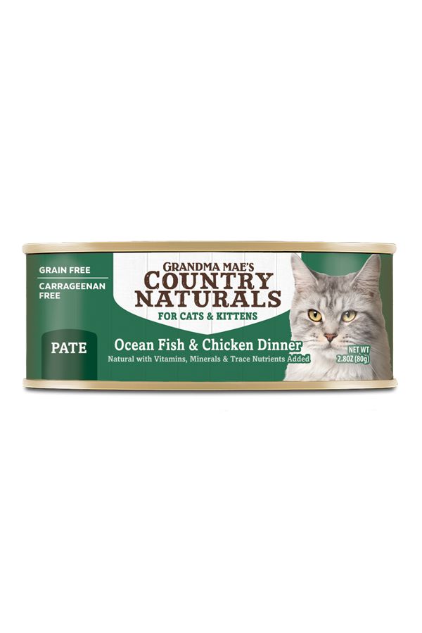 Grandma Mae's Country Naturals Grain-Free Oceanfish and Chicken Pate Canned Cat Food - 2.8 Oz - Case of 24