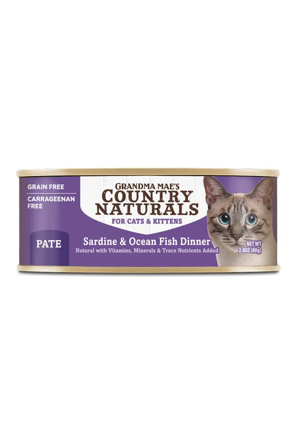 Grandma Mae's Country Naturals Grain-Free Sardines and Oceanfish Pate Canned Cat Food - 2.8 Oz - Case of 24