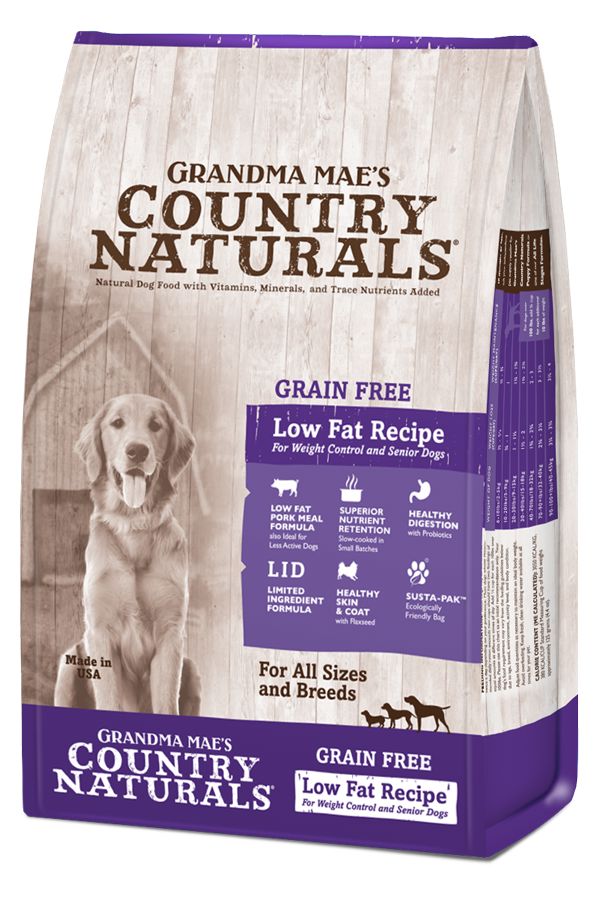 Grandma Mae's Country Naturals Grain-Free Senior Low-Fat Pork Recipe Dry Dog Food - 23 Lbs