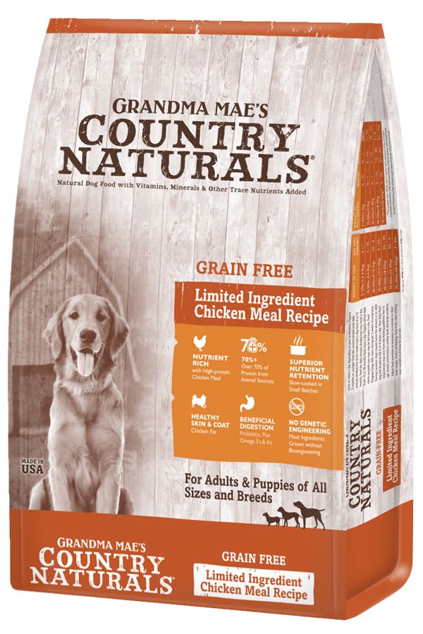 Grandma Mae's Country Naturals Limited Ingredient Diet Grain-Free Chicken Recipe Dry Dog Food - 12 Lbs
