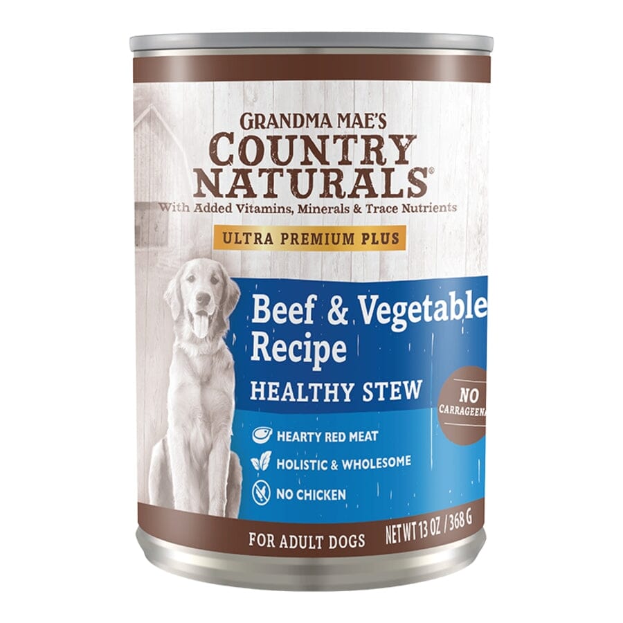 Grandma Mae's Country Naturals Premium Healthy Beef Stew and Vegetables Canned Dog Food - 13 Oz - Case of 12