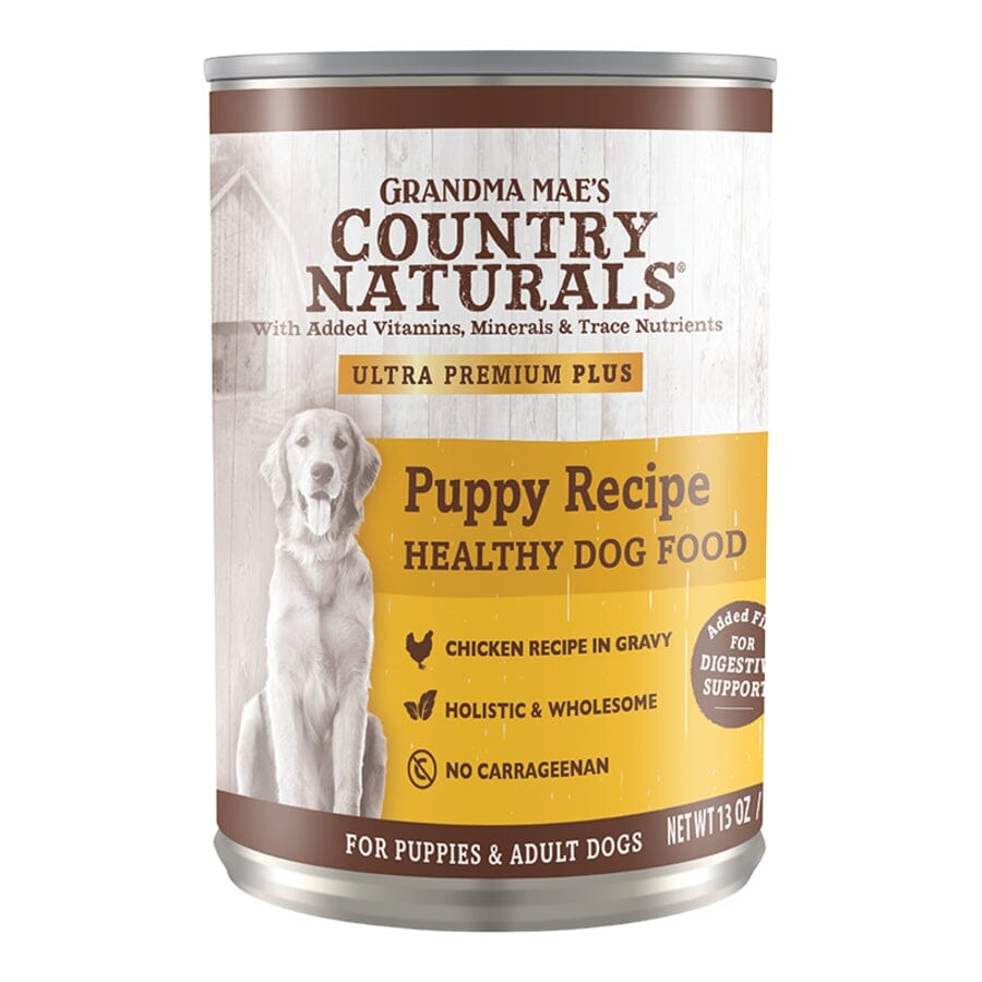 Grandma Mae's Country Naturals Premium Healthy Dog Puppy Recipe Chicken Pate Canned Dog Food - 13 Oz - Case of 12