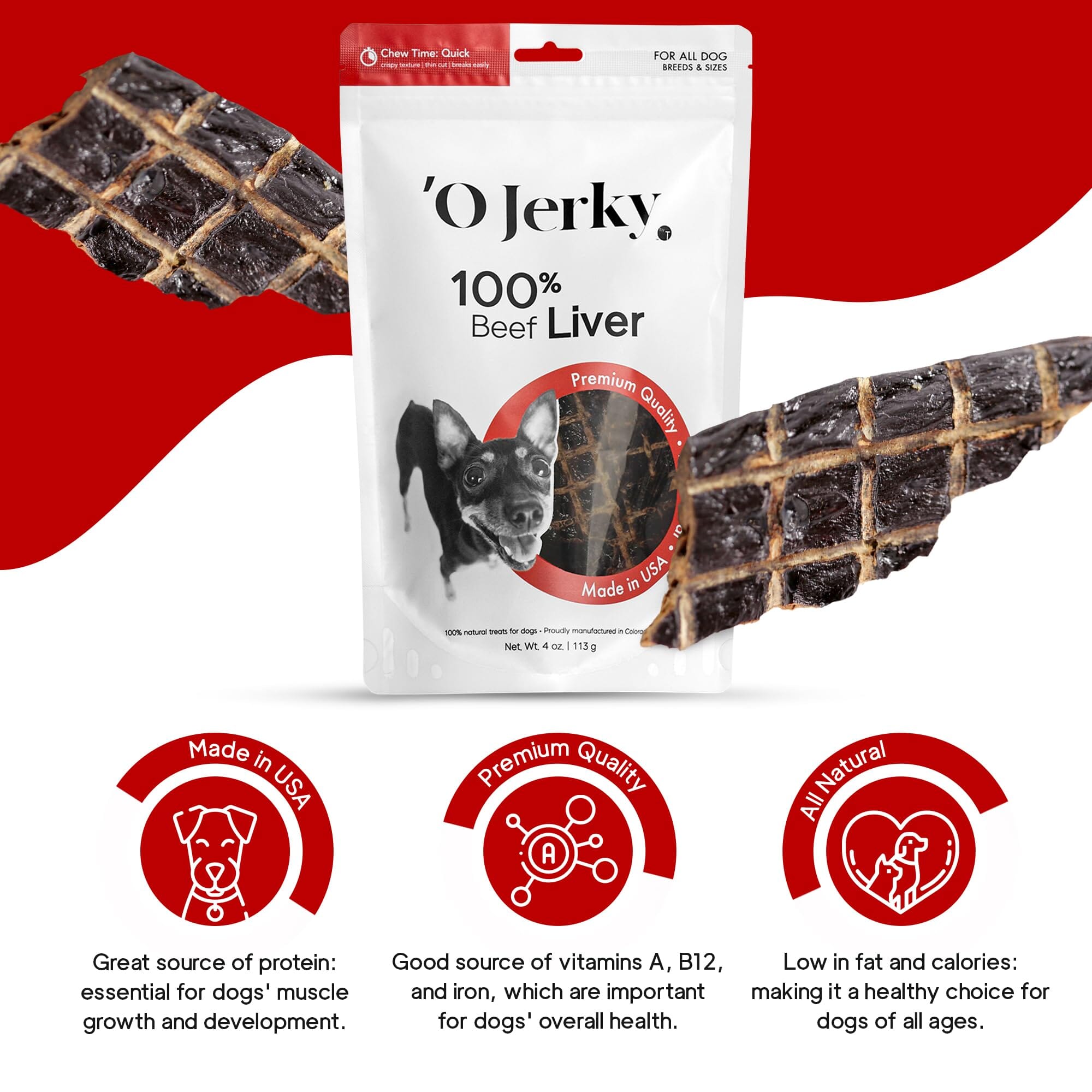 Great Jacks Beef Liver Jerky Dog Treats - 6 Oz  