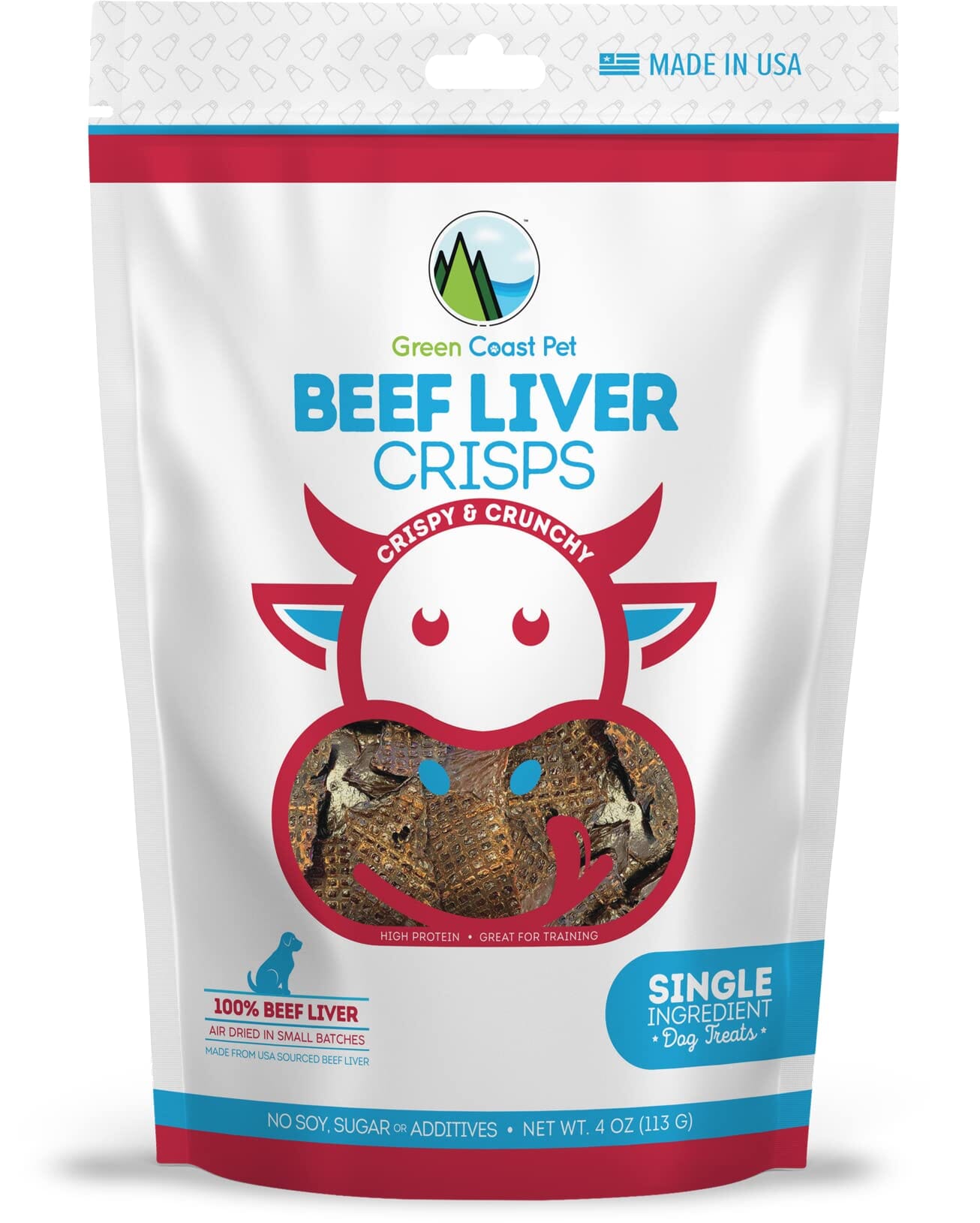 Green Coast Pet Beef Liver Crispy and Crunchy Dog Treats 4 Oz 