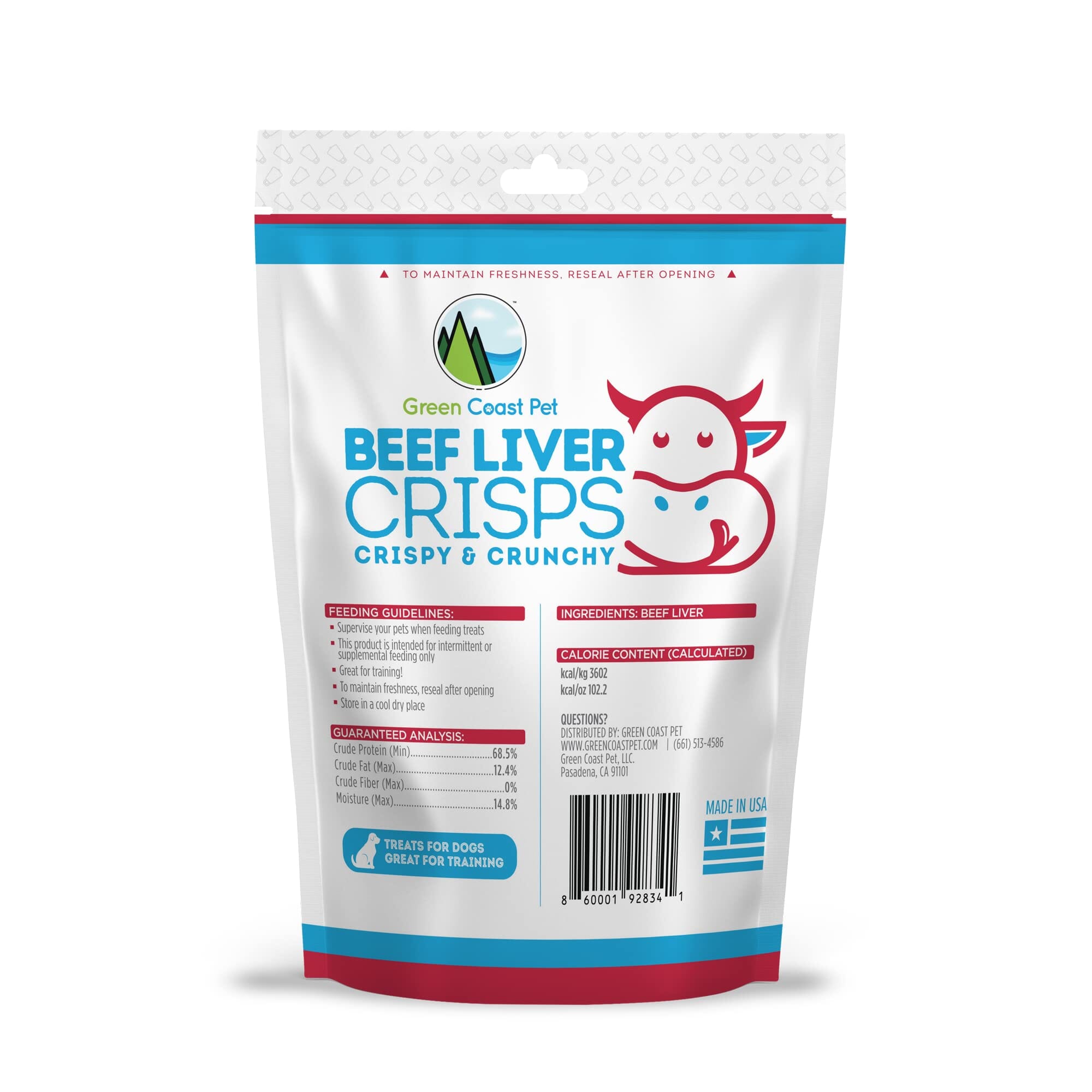 Green Coast Pet Beef Liver Crispy and Crunchy Dog Treats  