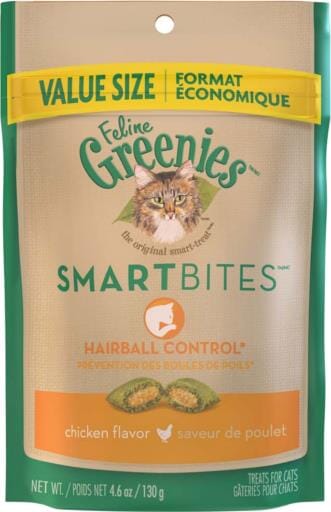 Greenies Feline SmartBites Hairball Control Chicken Dental Cat Treats - 4.6 oz  