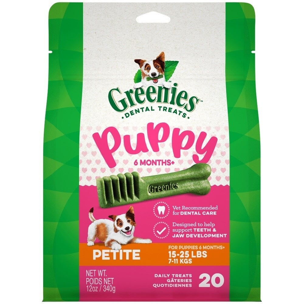 Greenies Original Chicken Dental Dog Treats for Puppies 6+ Months 15-25 Lbs - Petite 10 Count - 6 Oz