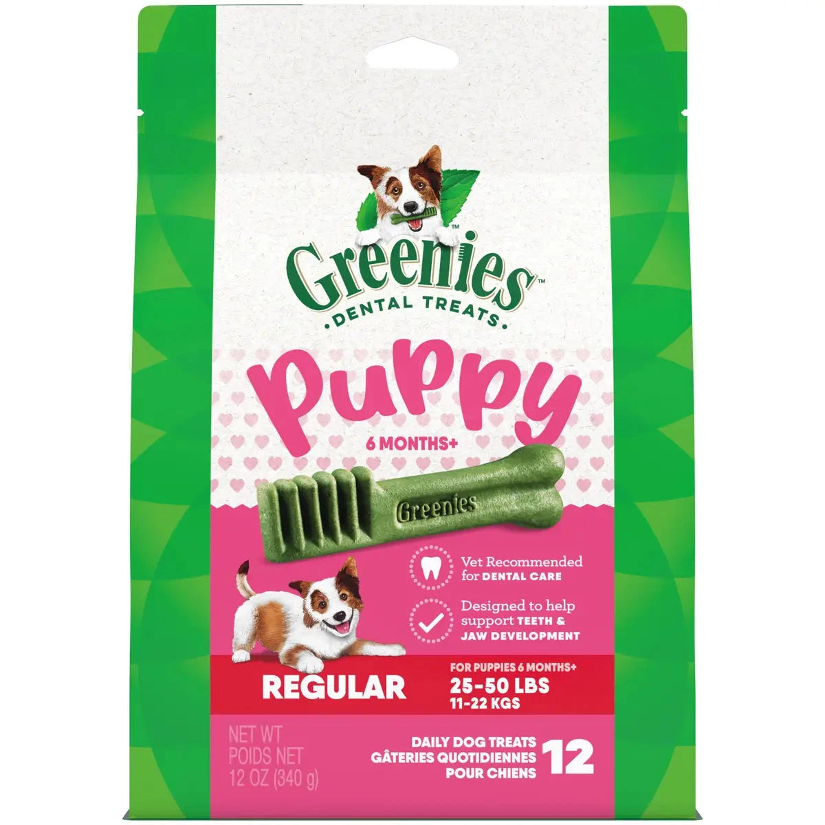 Greenies Original Chicken Dental Dog Treats for Puppies 6+ Months 25-50 Lbs - Regular 12 Count - 12 Oz