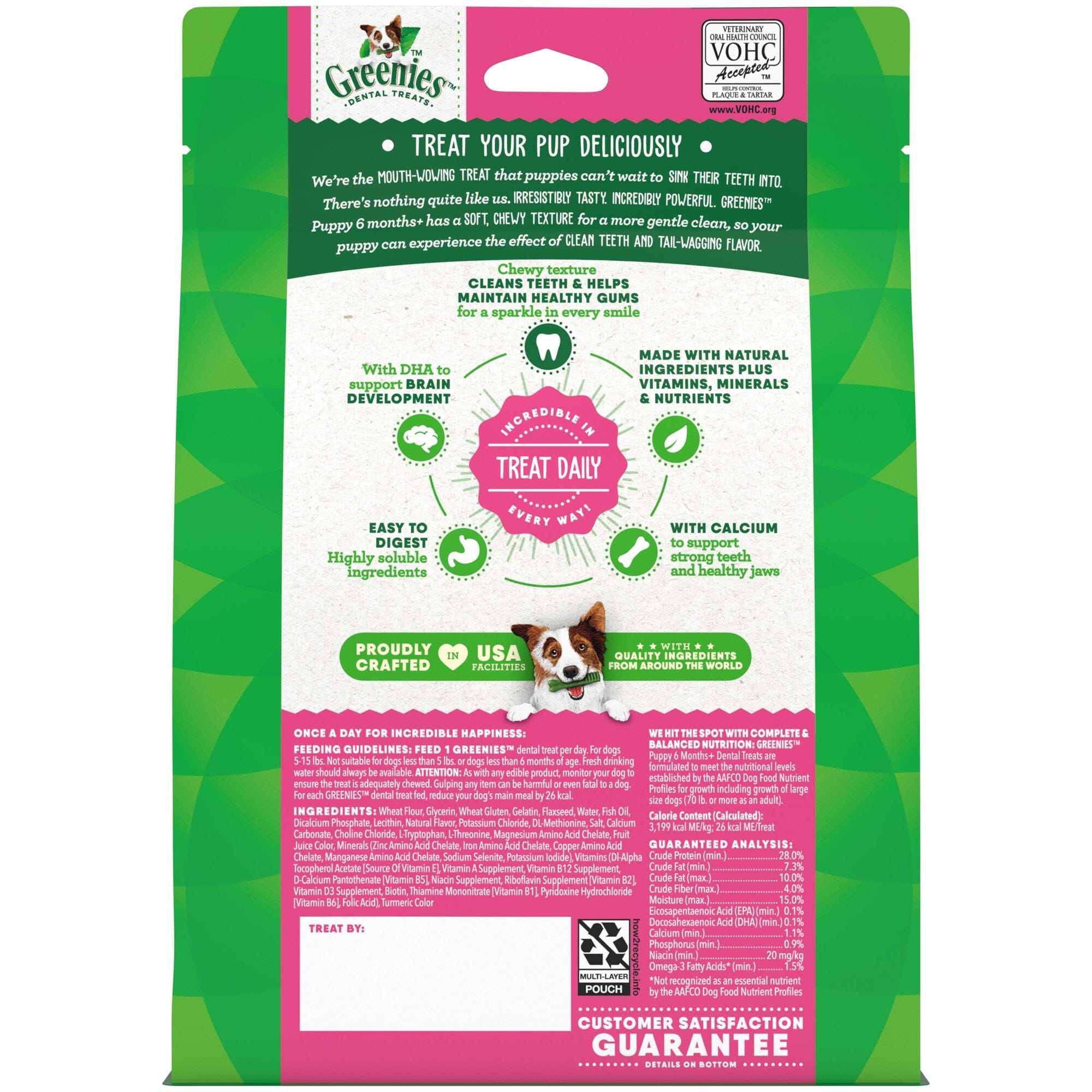 Greenies Original Chicken Dental Dog Treats for Puppies 6+ Months 5-15 Lbs - Teenie