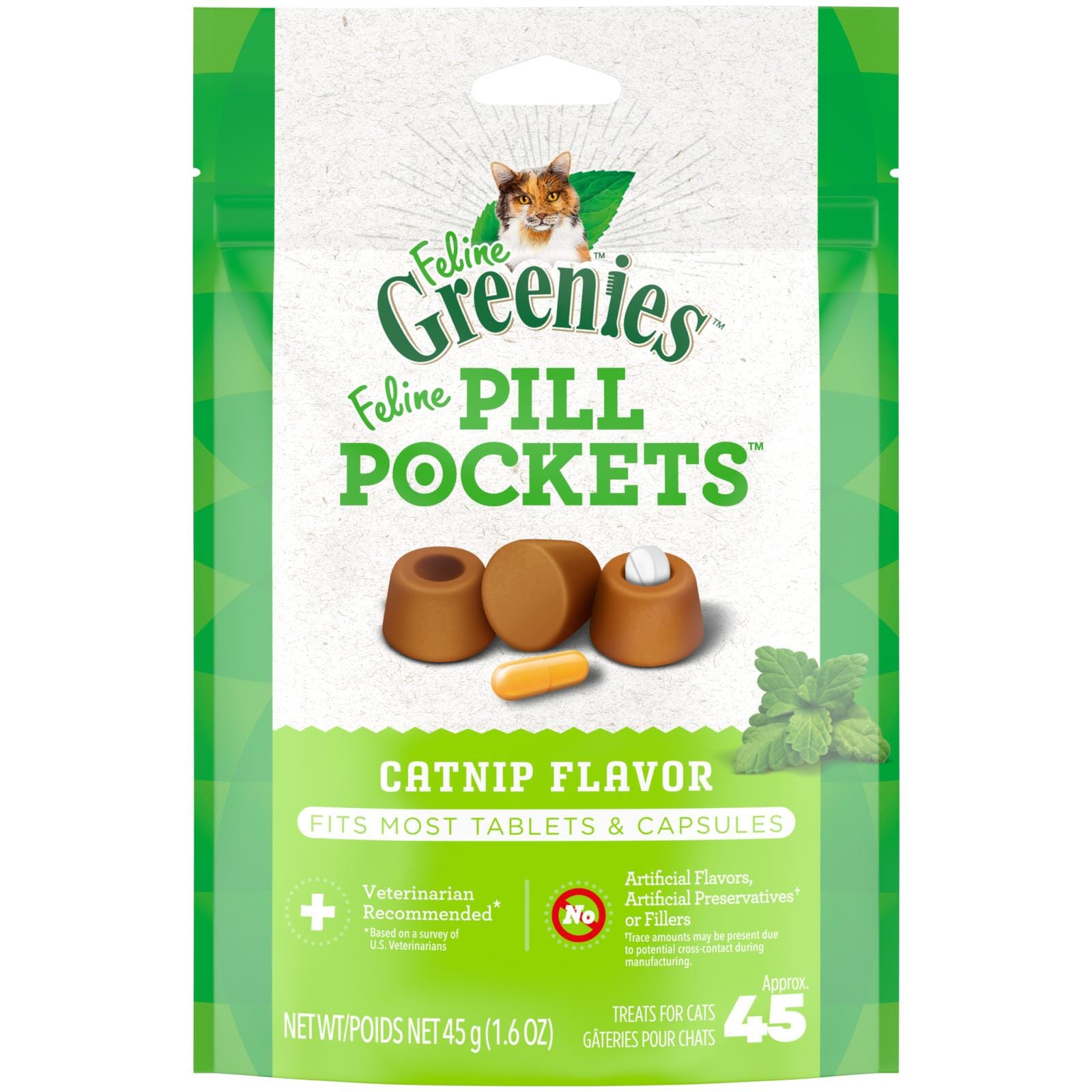 Greenies Pill Pockets for Cats Catnip Treats - 1.6 oz - 45 Count  