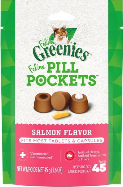 Greenies Pill Pockets for Cats Salmon Treats - 1.6 oz - 45 Count