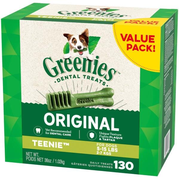 Greenies Teenie Value Tub Treat Pack Dental Dog Treats - 36 oz - 130 Count  