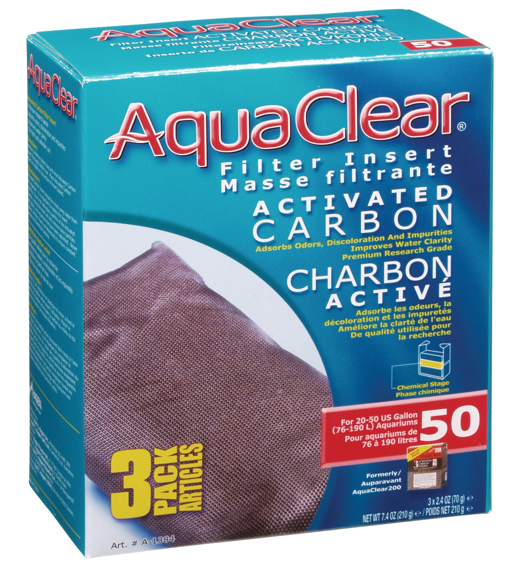 Hagen Activated Carbon Filter Insert for AquaClear 50/200 - 3 pk