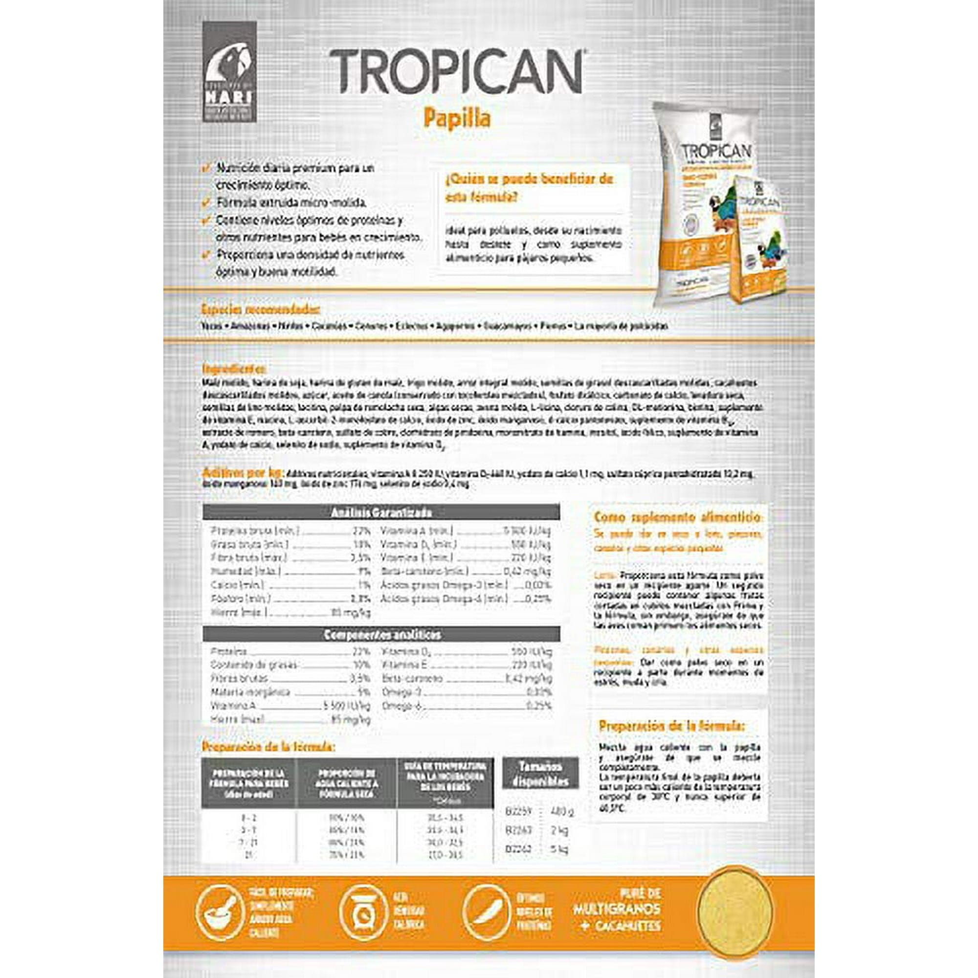 Hagen Hari Tropican Hand-Feeding Formula Baby Optimal Growth Parrot Bird Food