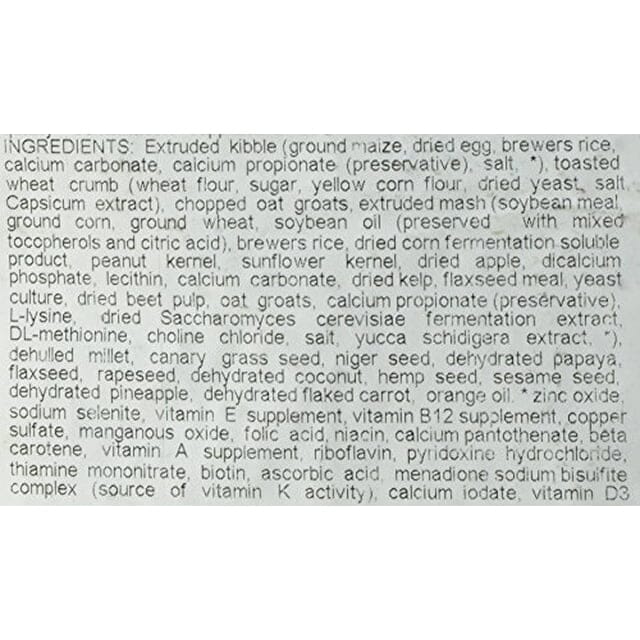 Hagen Hari TropiMix Eggs Seeds Fruits and Vegetables Bird Food for Budgies Canaries Finches and Parrots - 8 Lbs