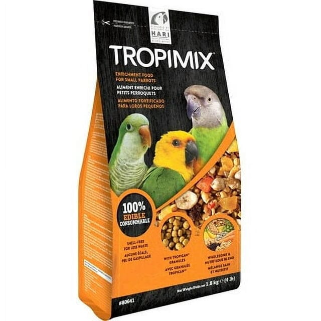 Hagen Hari TropiMix Seeds Fruits Nuts Veggies Legumes and Grains Small Parrot Bird Food 4 Pounds