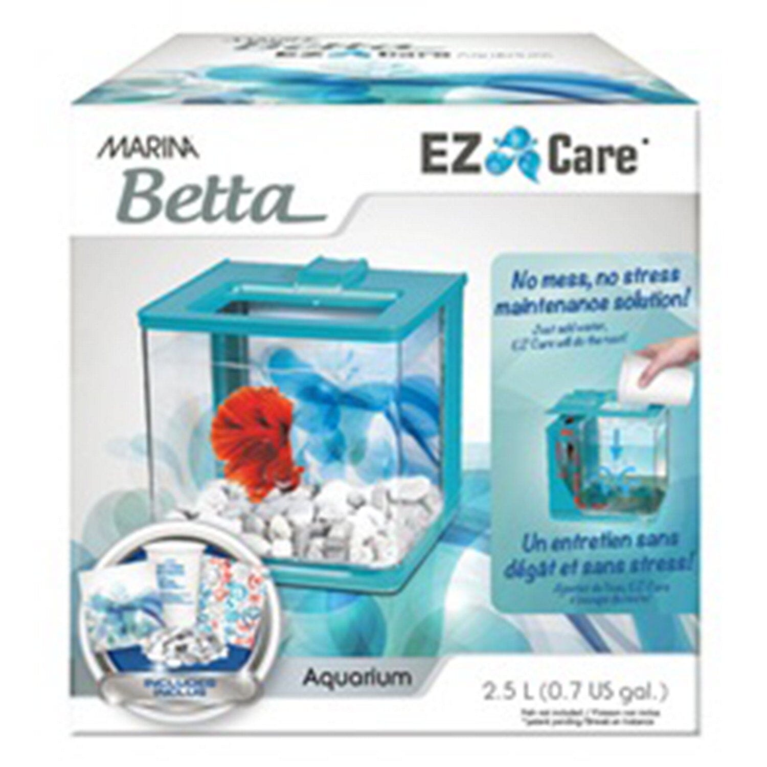 Hagen Marina EZ Care Betta Aquarium Tank Kit - 1.3 Gallons - L:6 X W:8.8 X H:10 Inches Blue