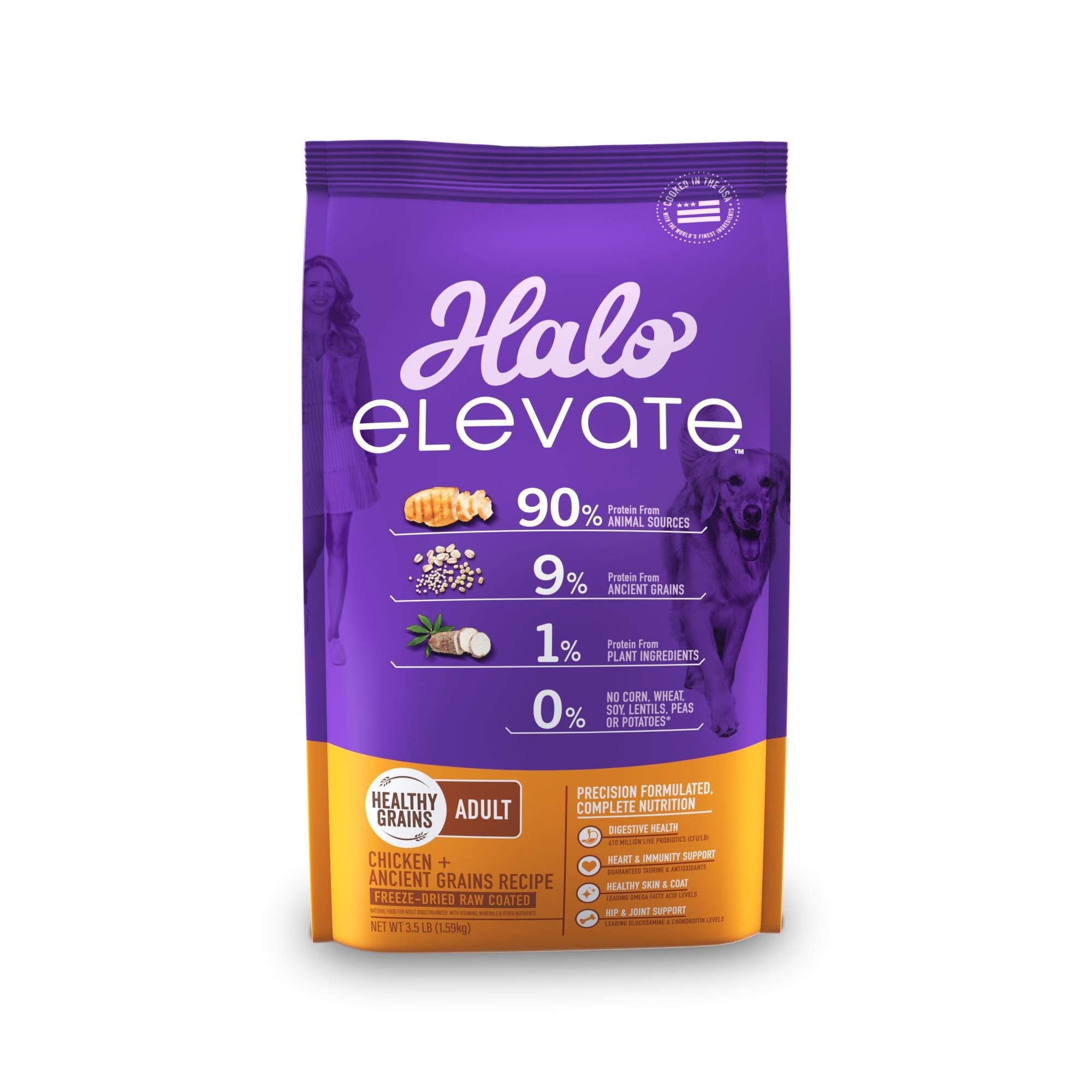 Halo Pets Elevate Healthy Grains Chicken Recipe Dry Dog Food - 3.5 Lbs  