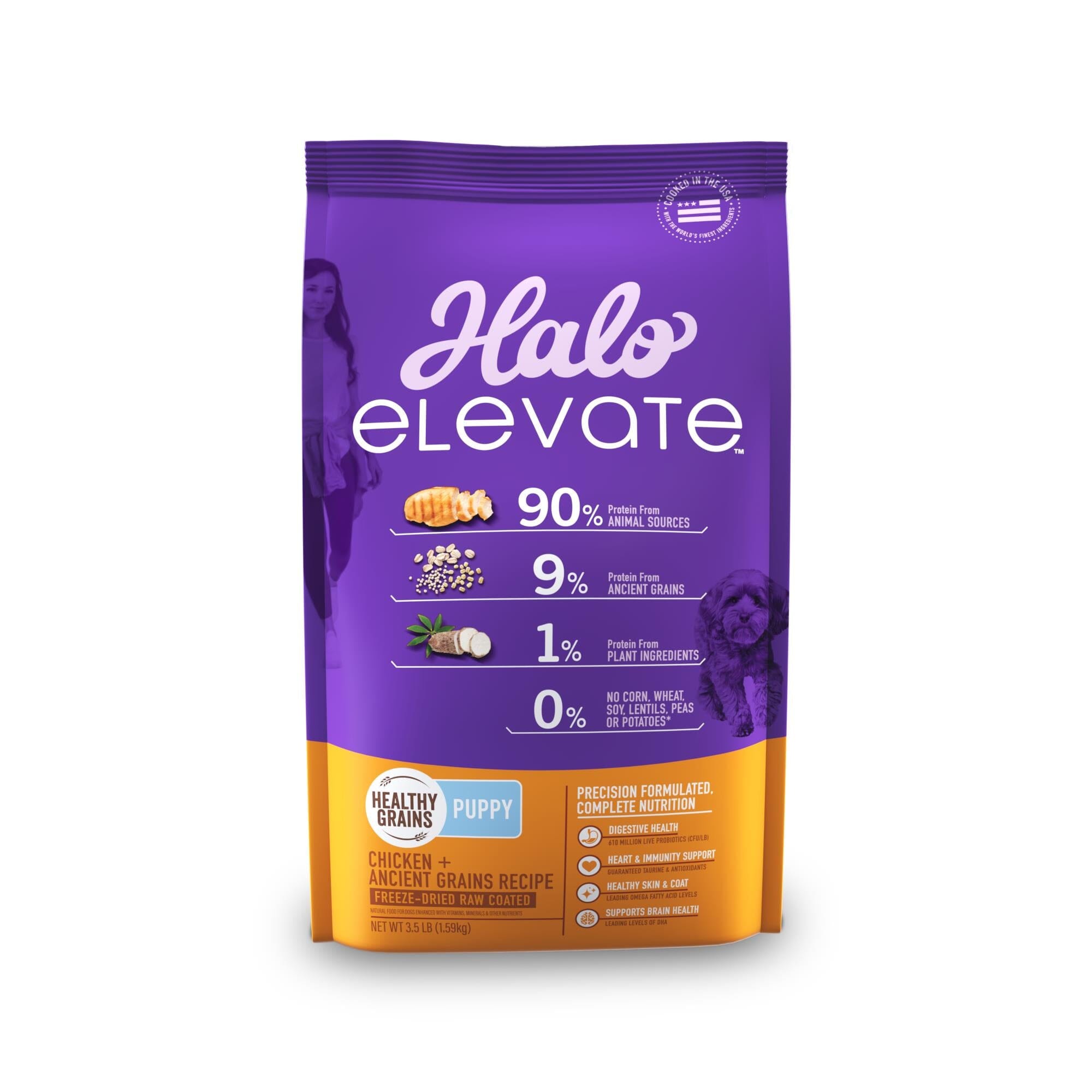 Halo Pets Elevate Healthy Grains Chicken Recipe Puppy Dry Dog Food - 3.5 Lbs  