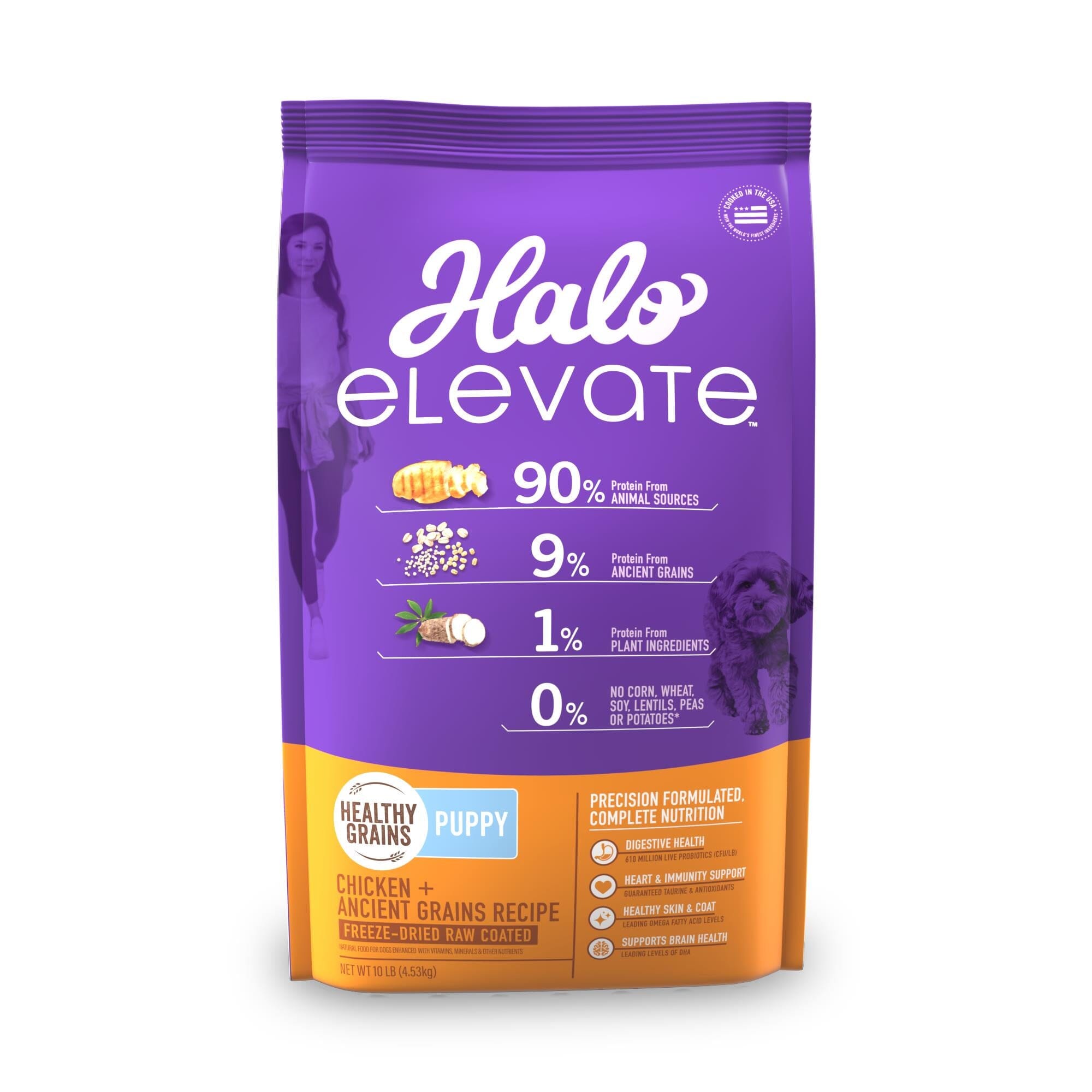 Halo Pets Elevate Healthy Grains Chicken Recipe Small-Breed Puppy Dry Dog Food - 10 Lbs  