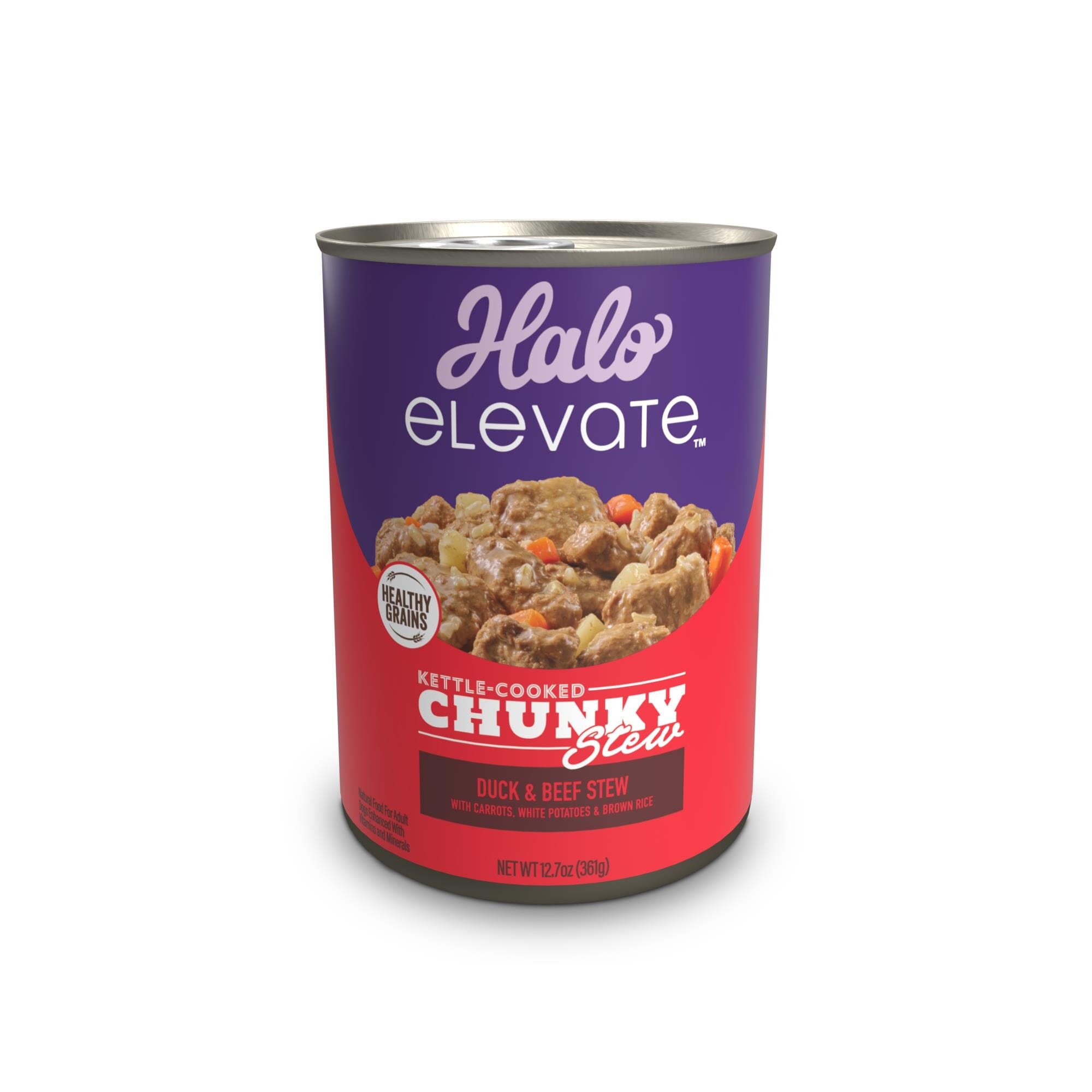 Halo Pets Elevate Healthy Grains Duck and Beef Stew Canned Dog Food - 12.7 Oz - Case of 6  