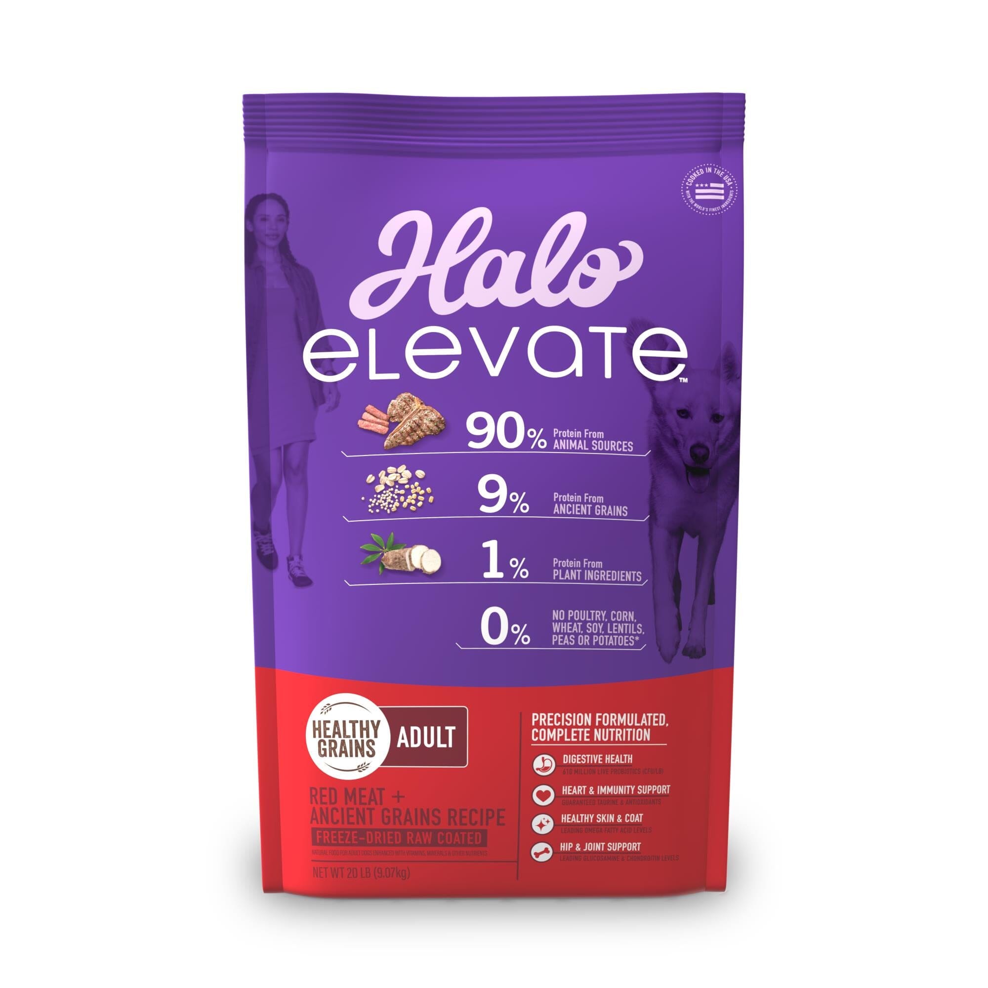 Halo Pets Elevate Healthy Grains Red Meat Recipe Dry Dog Food - 20 Lbs  