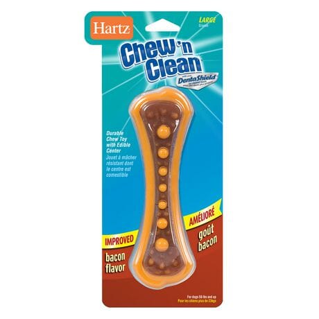 Hartz Mountain Chew N' Clean Clean Dental Duo Bacon Flavored Dog Toy - Large
