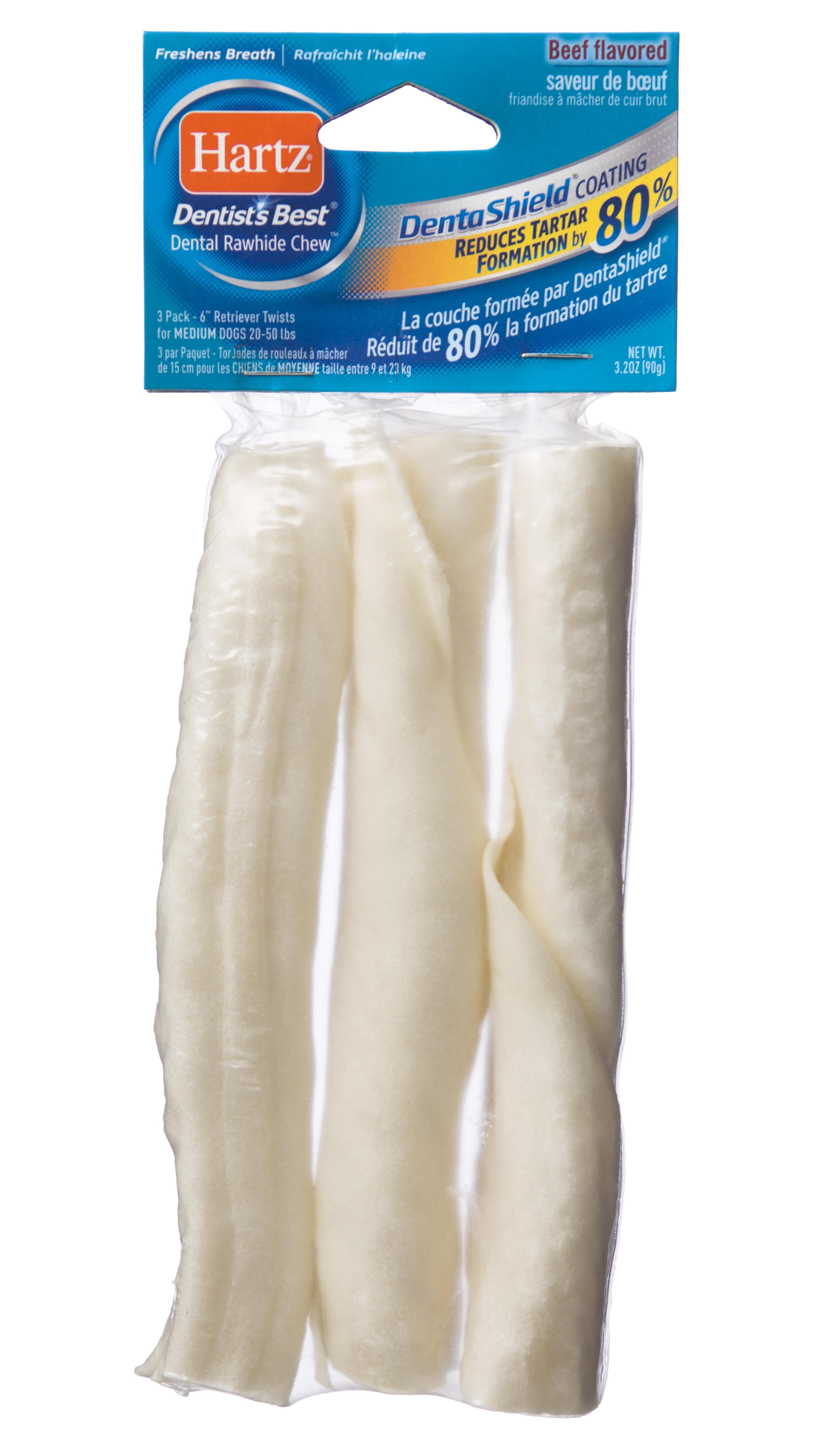 Hartz Mountain Dentist's Best Beef Rawhide Twists Natural Dog Chews - 6" Inch - 3 Pack  