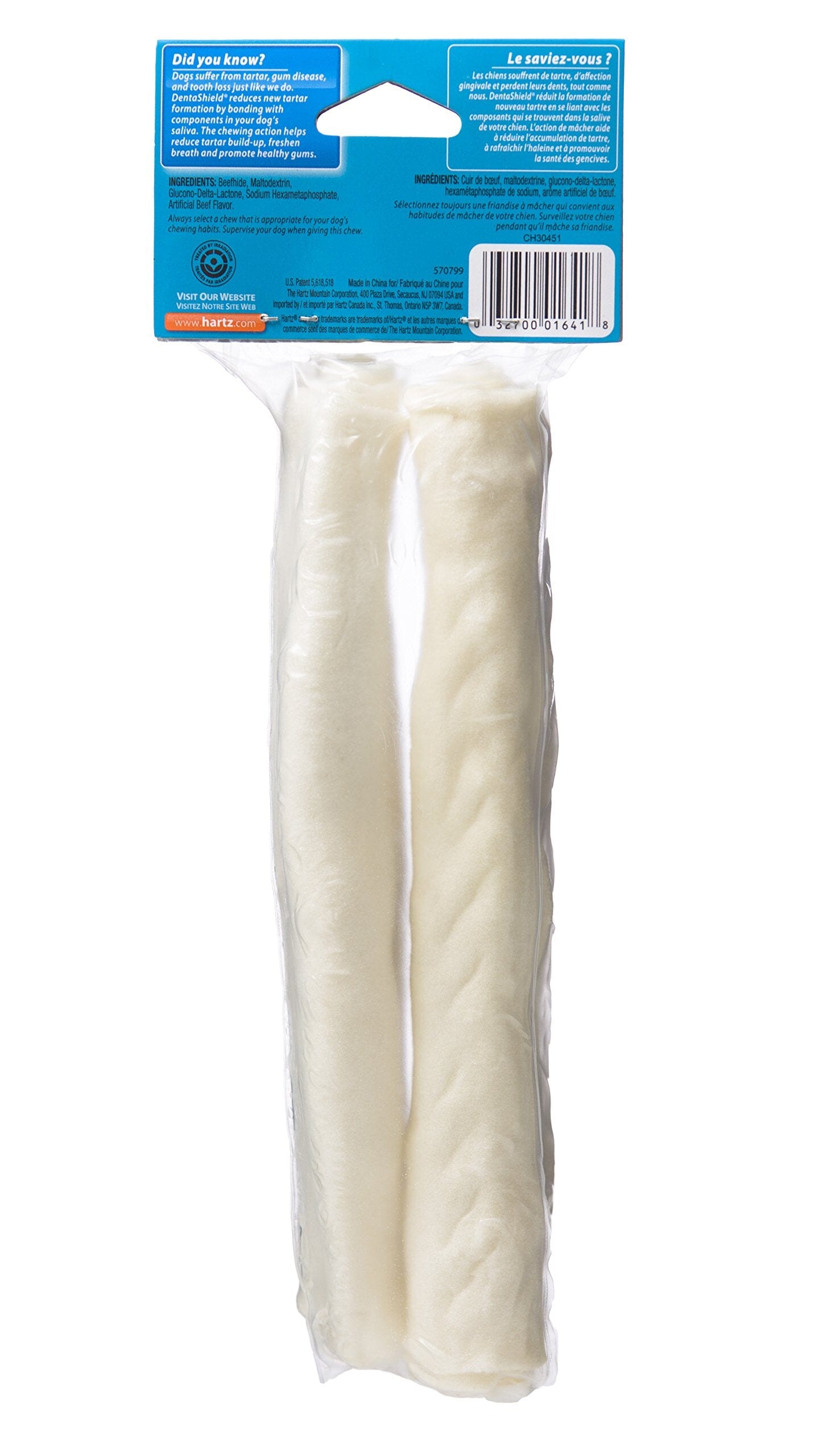 Hartz Mountain Dentist's Best Rawhide Retriever Natural Dog Chews - 8" Inch - 2 Pack  