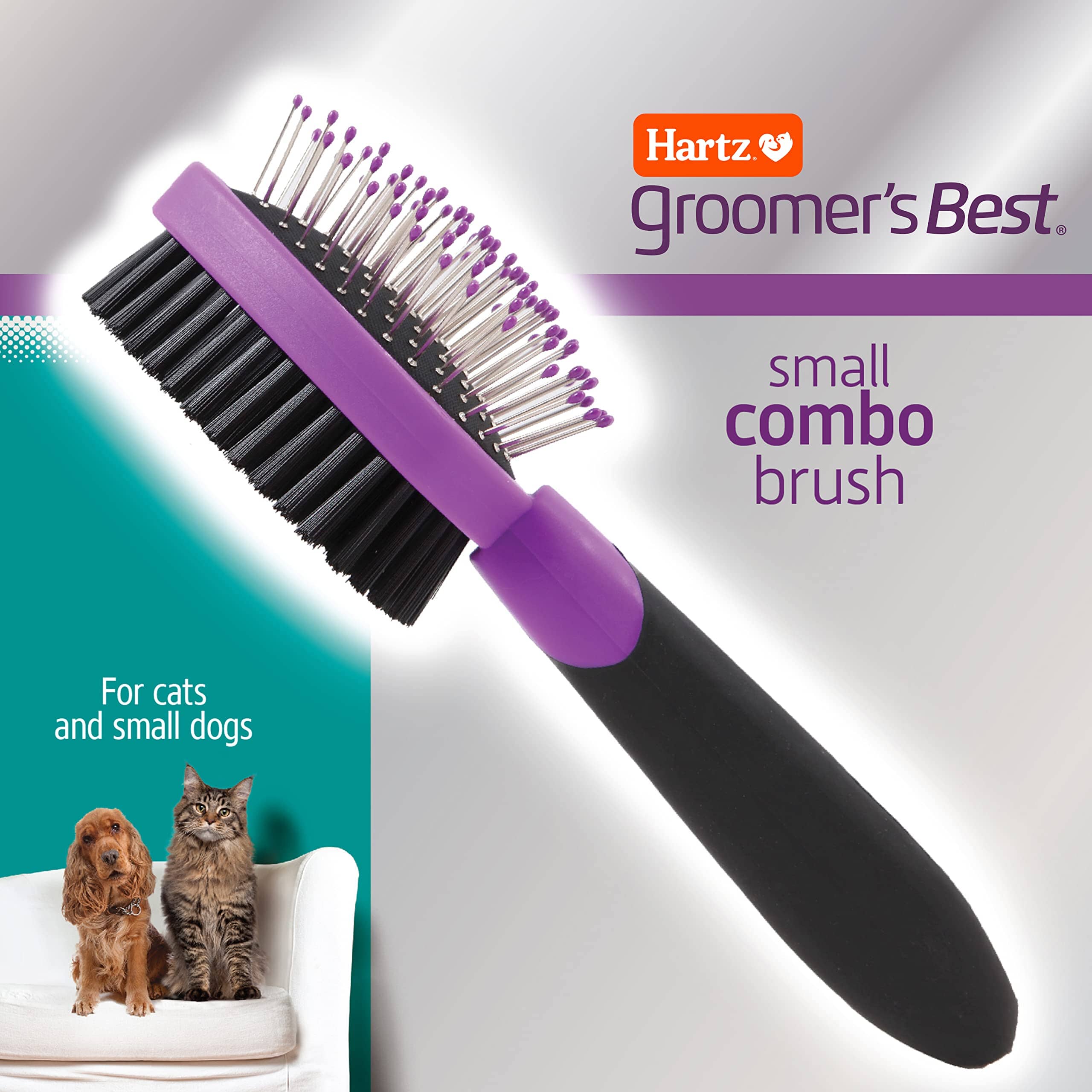 Hartz Mountain Groomer's Best Dual-Sided Combo Grooming Cat Brush  