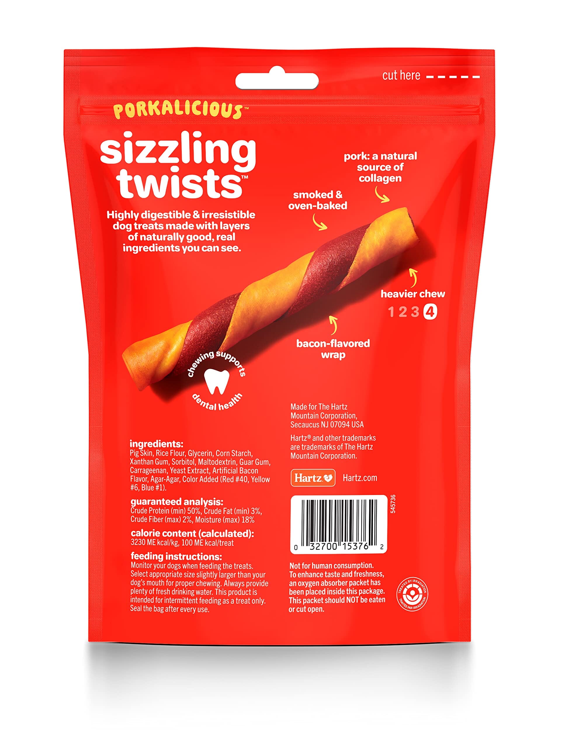 Hartz Mountain Oinkies Rawhide-Free Bacon Wrapped Pork Skin Twists Natural Dog Chews - 4 Pack  