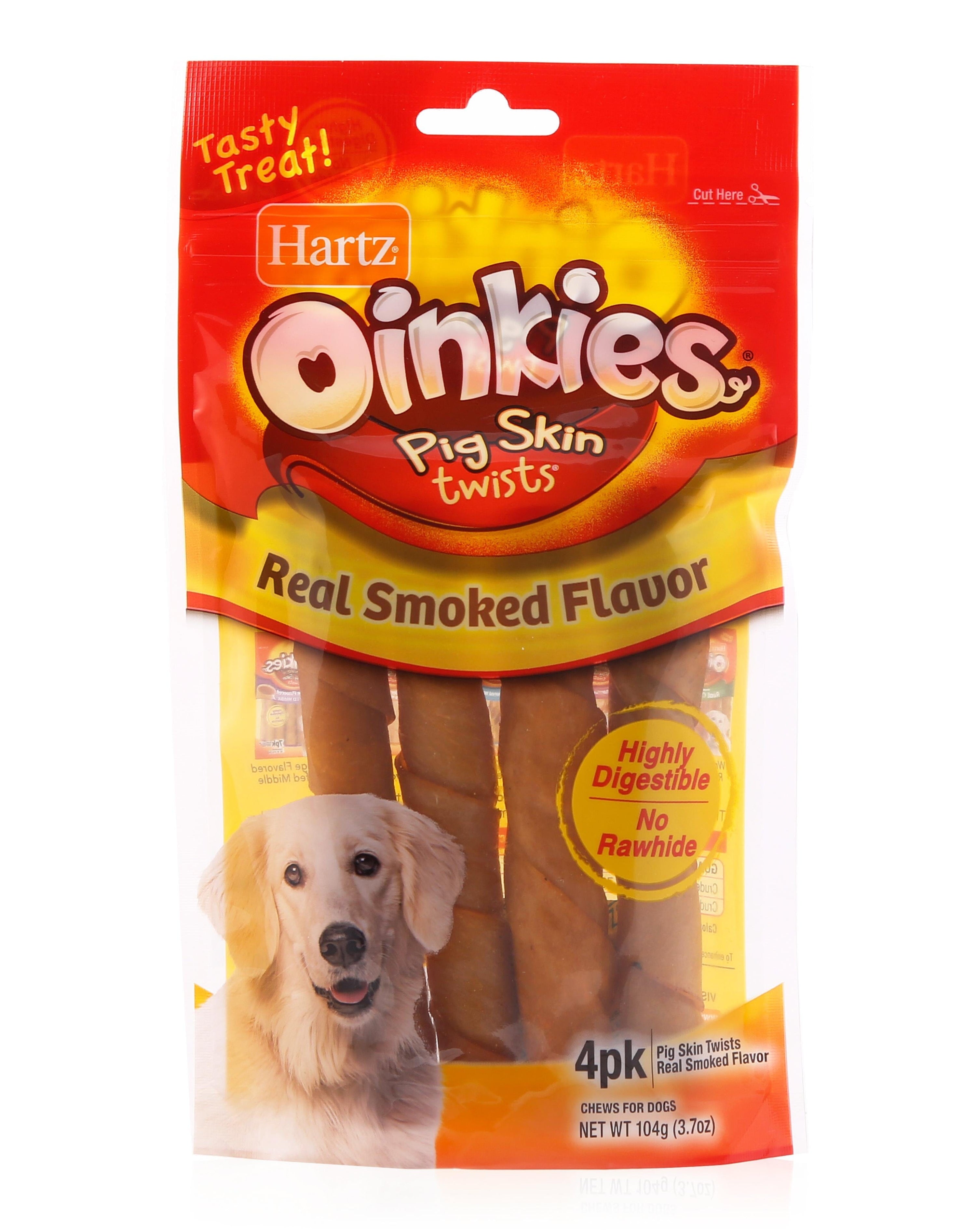 Hartz Mountain Oinkies Rawhide-Free Bacon Wrapped Pork Skin Twists Natural Dog Chews - 4 Pack  