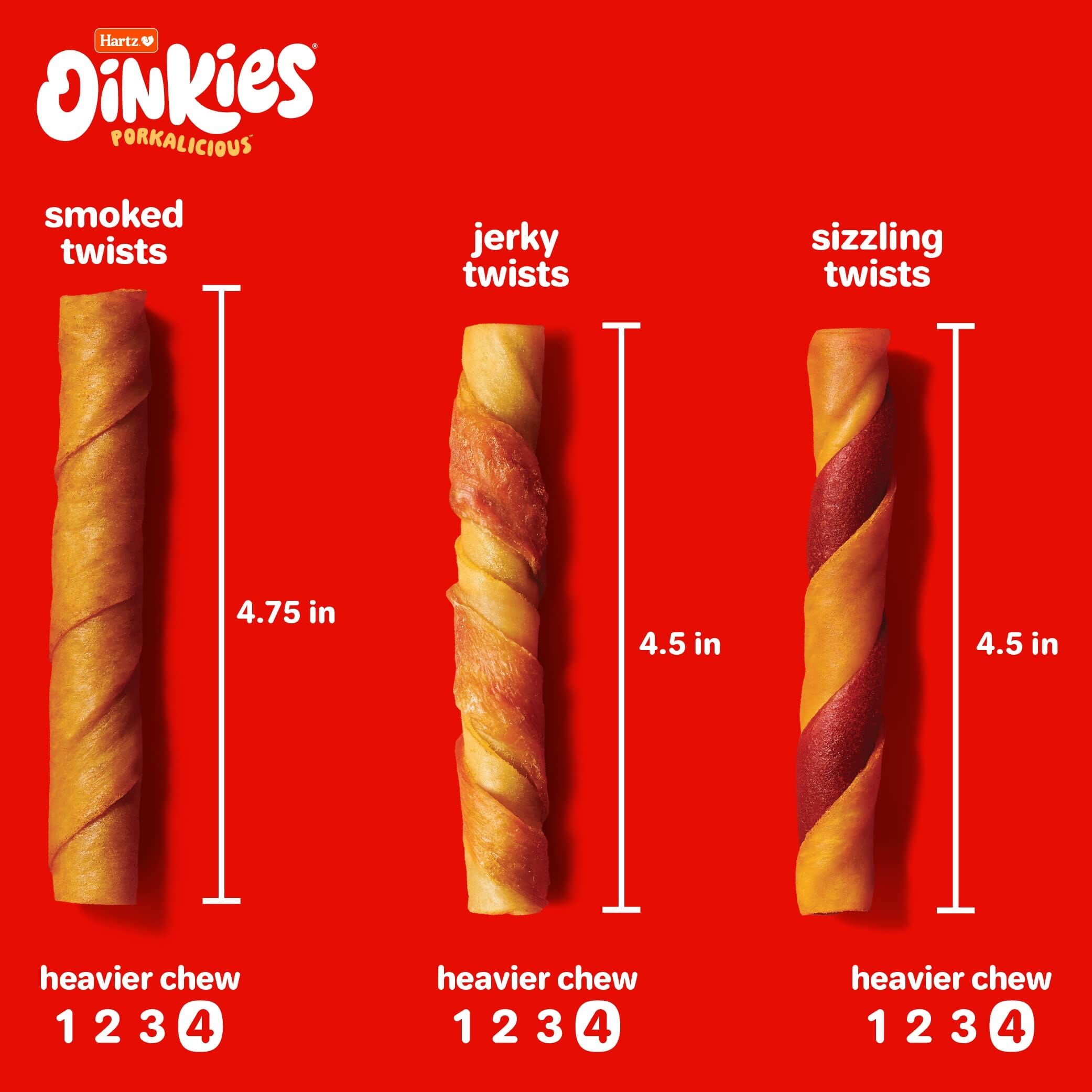 Hartz Mountain Oinkies Rawhide-Free Bacon Wrapped Pork Skin Twists Natural Dog Chews - 8 Pack  