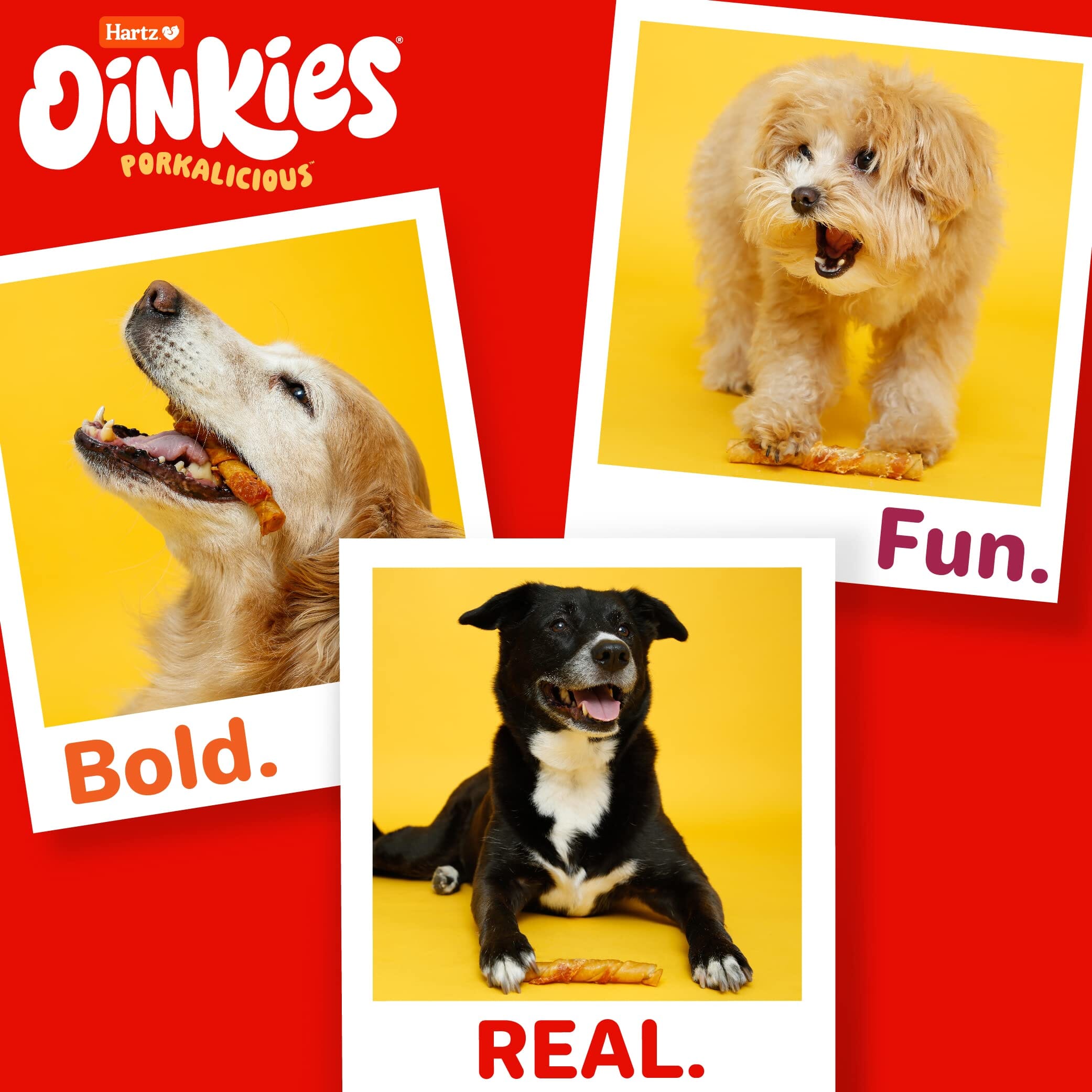 Hartz Mountain Oinkies Rawhide-Free Bacon Wrapped Pork Skin Twists Natural Dog Chews - 8 Pack  