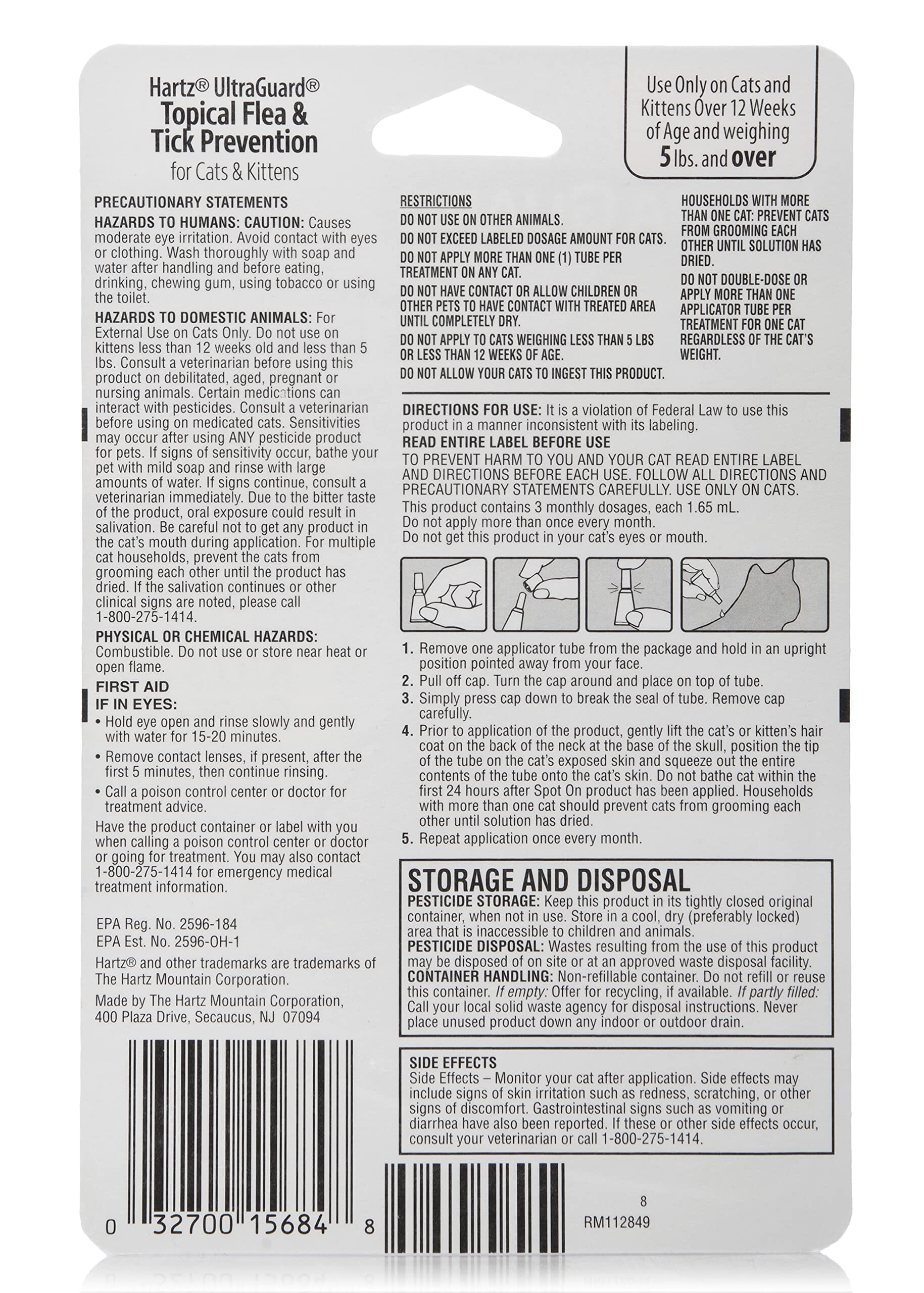 Hartz Mountain Ultra Guard One Spot Flea and Tick Treatment For Cats and Kittens - 3 Pack  