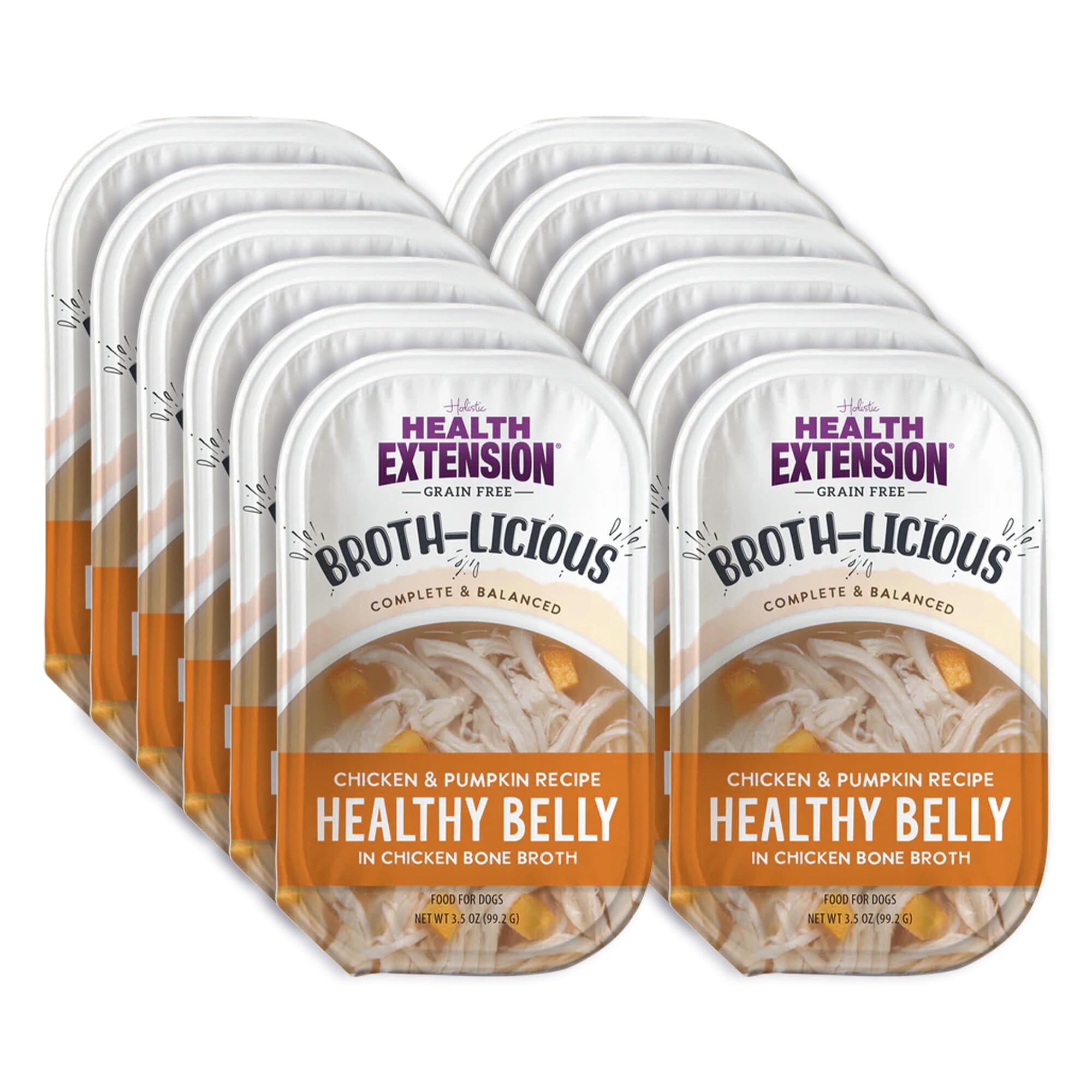Health Extension Broth-Licious Belly Chicken and Pumpkin Wet Dog Food Topper Trays - 3.5 Oz - 12 Pack Default Title