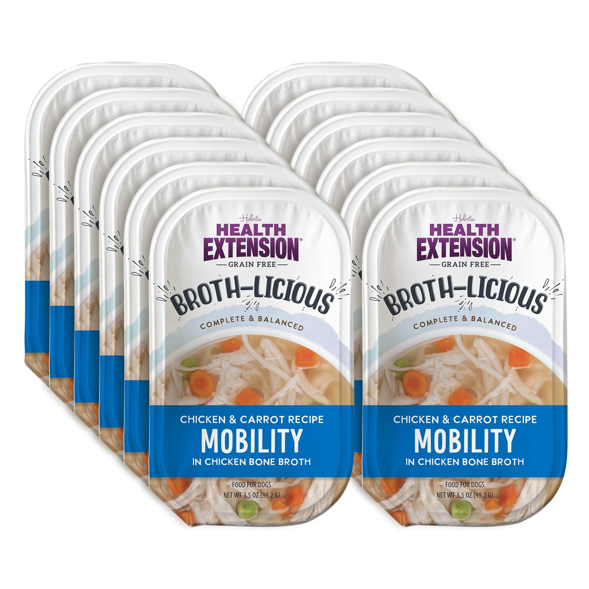 Health Extension Broth-Licious Mobility Chicken and Carrot Wet Dog Food Topper Trays - 3.5 Oz - 12 Pack Default Title