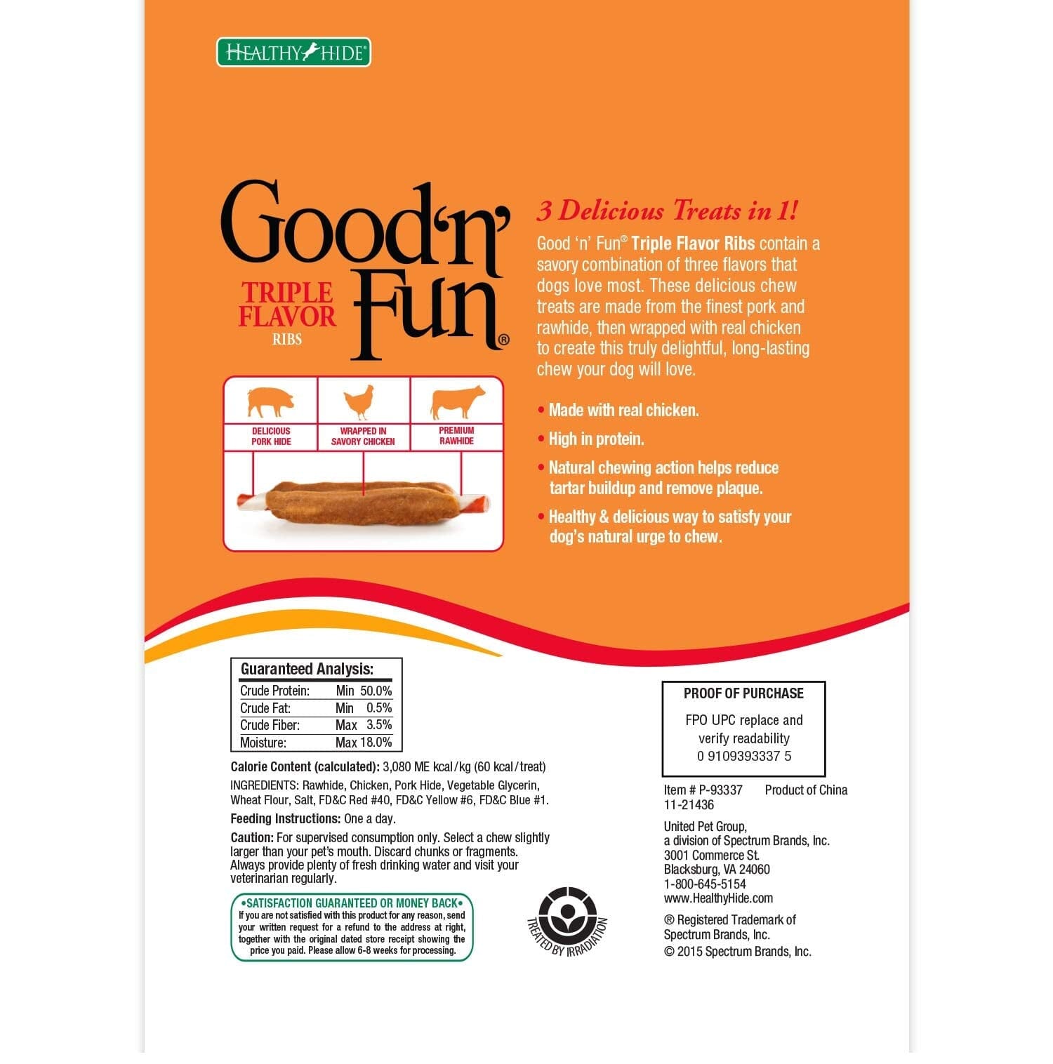 Healthy Hide Salix Good N' Fun Triple Flavor Beef Pork and Chicken Bone Natural Dog Chew - Medium  